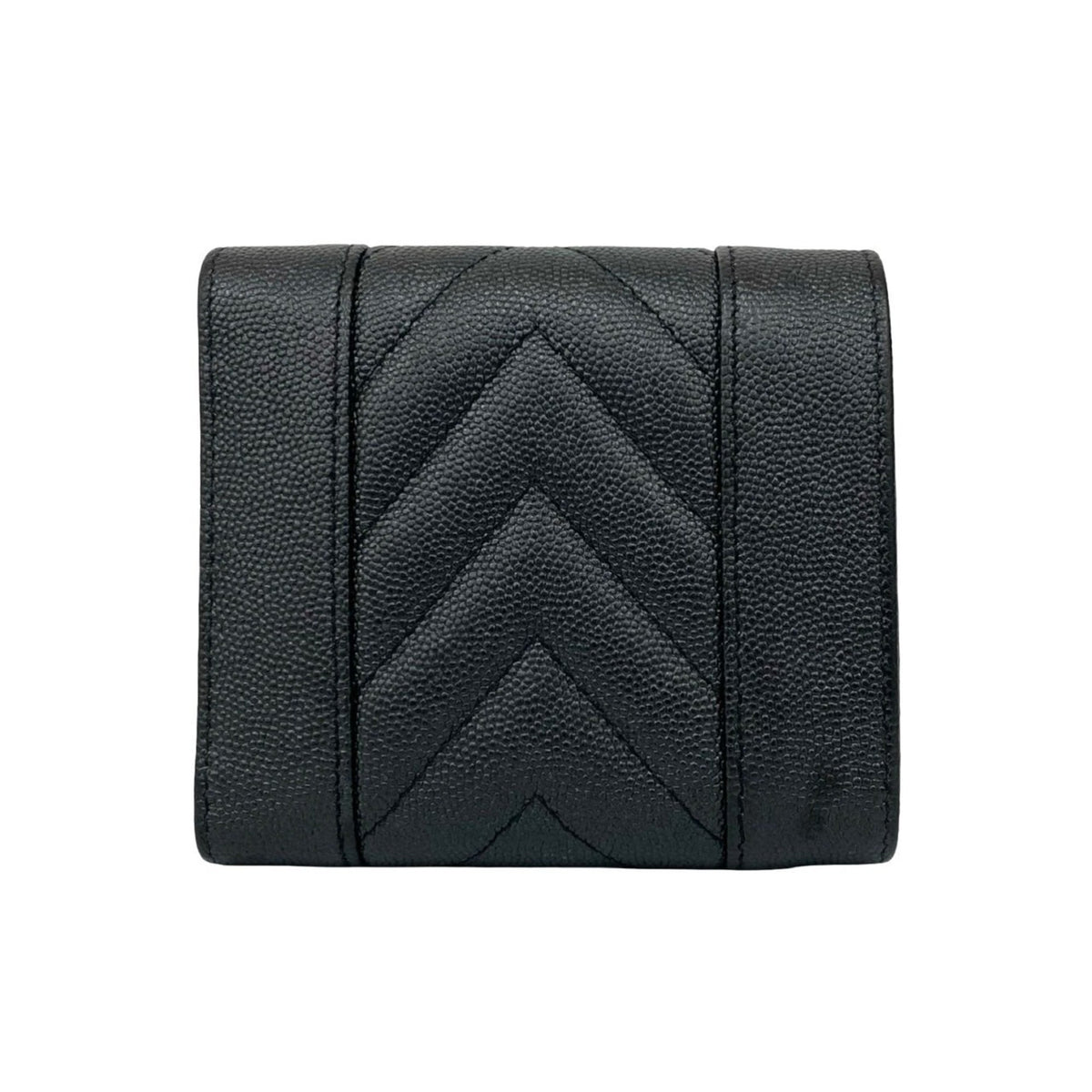 Chanel Black Grained Calfskin Wallet (Tri-Fold) (Pre-Owned)