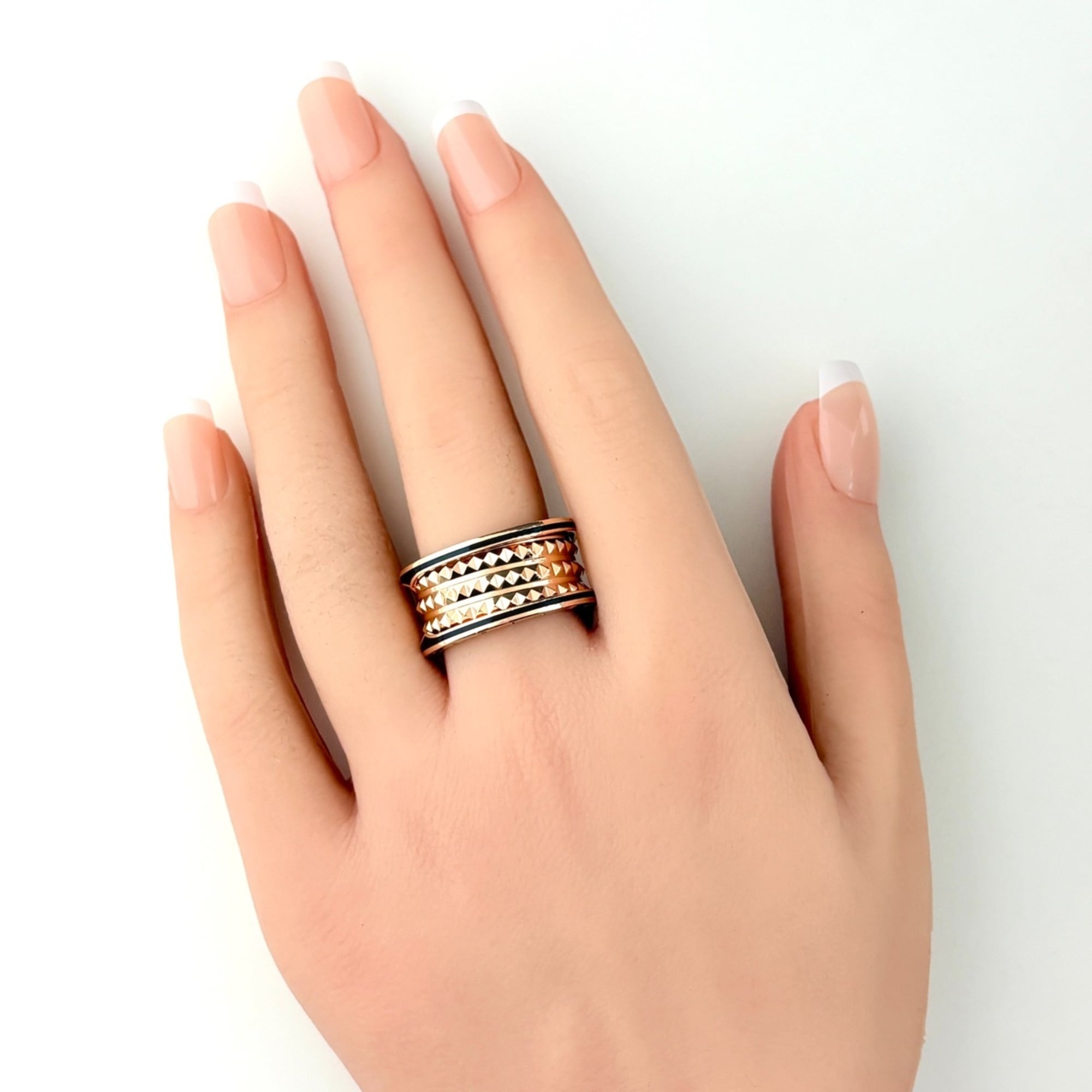 Bvlgari B.Zero1 Black Pink Ceramic Band Ring (Pre-Owned)