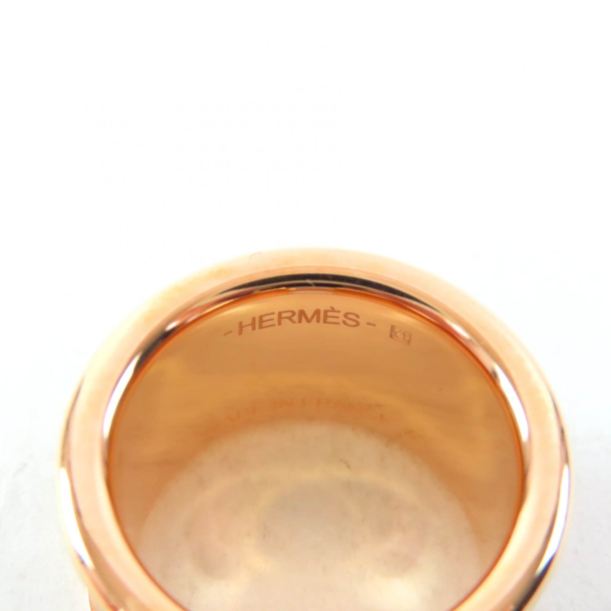 Hermes Pink Gold Etoupe Gray Metal Band Ring (Pre-Owned)