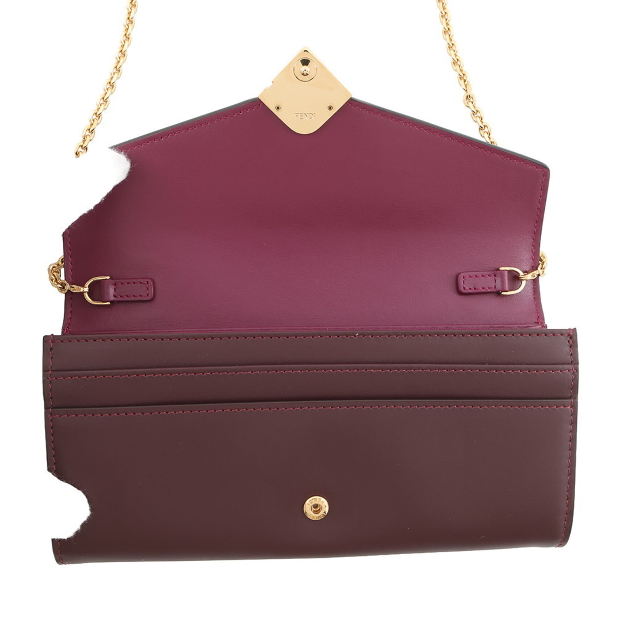 Fendi Bordeaux Purple Leather Chain/Shoulder Wallet (Pre-Owned)