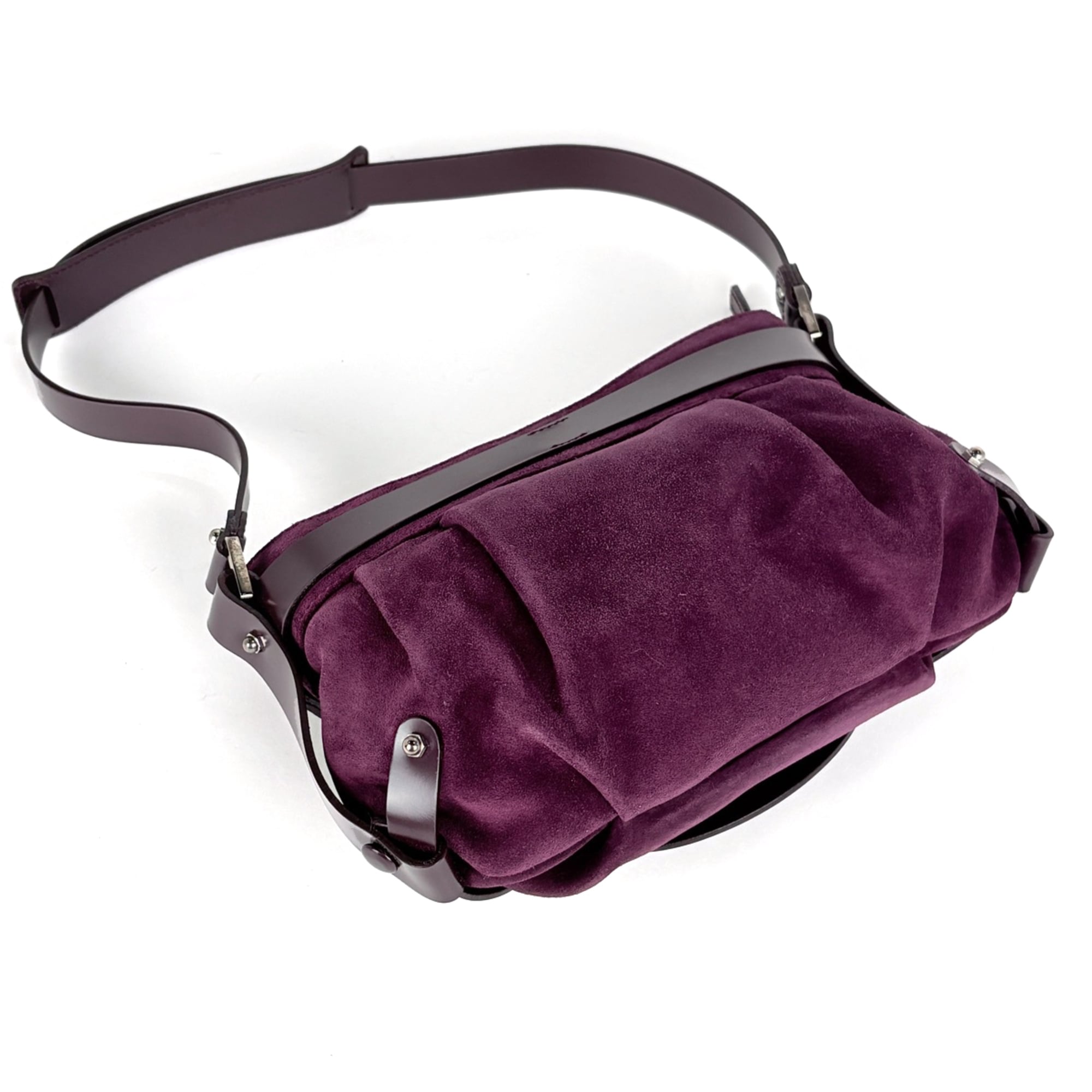 Salvatore Ferragamo Gancini Purple Suede Leather Shoulder Bag (Pre-Owned)