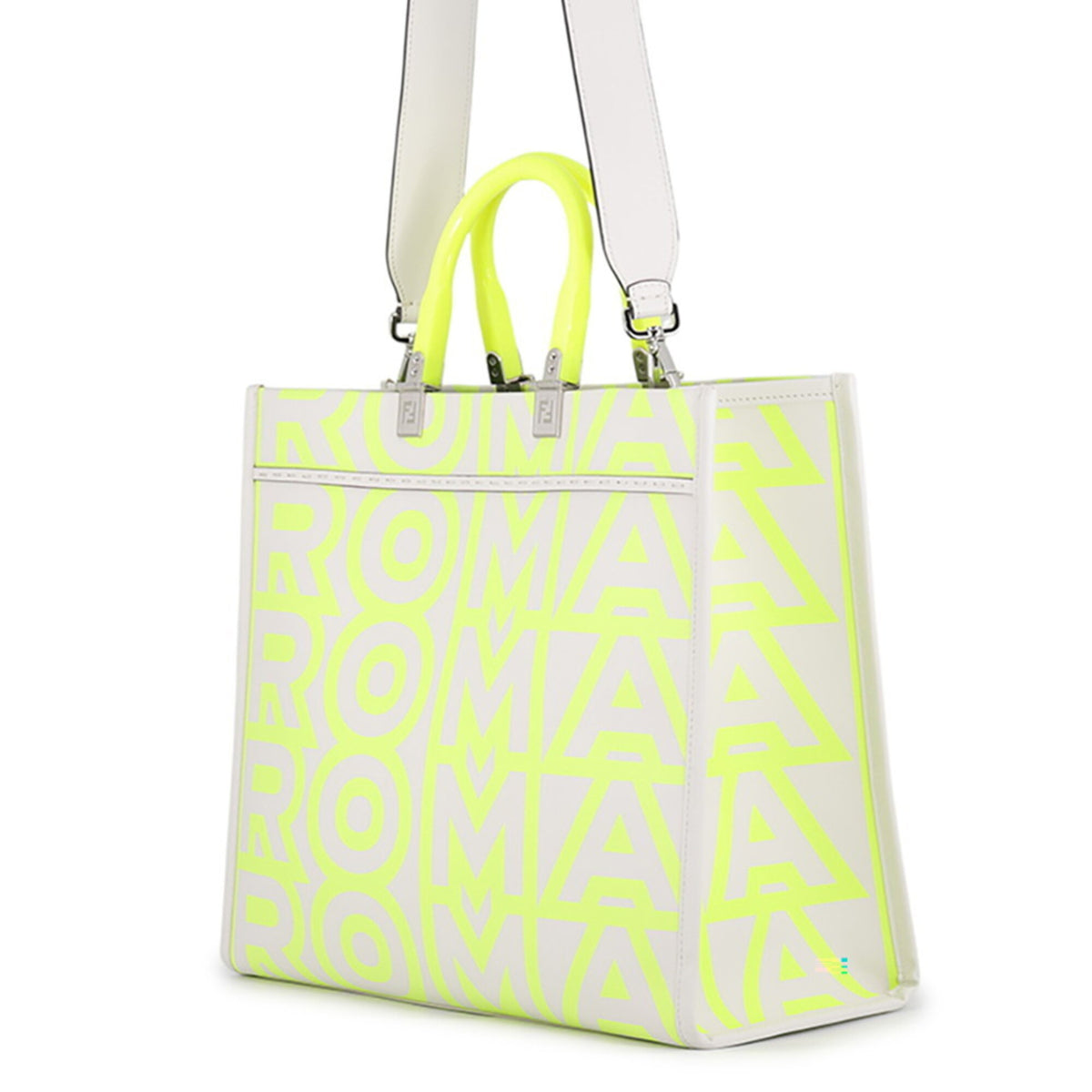 Fendi White Yellow Leather Tote Bag (Pre-Owned)
