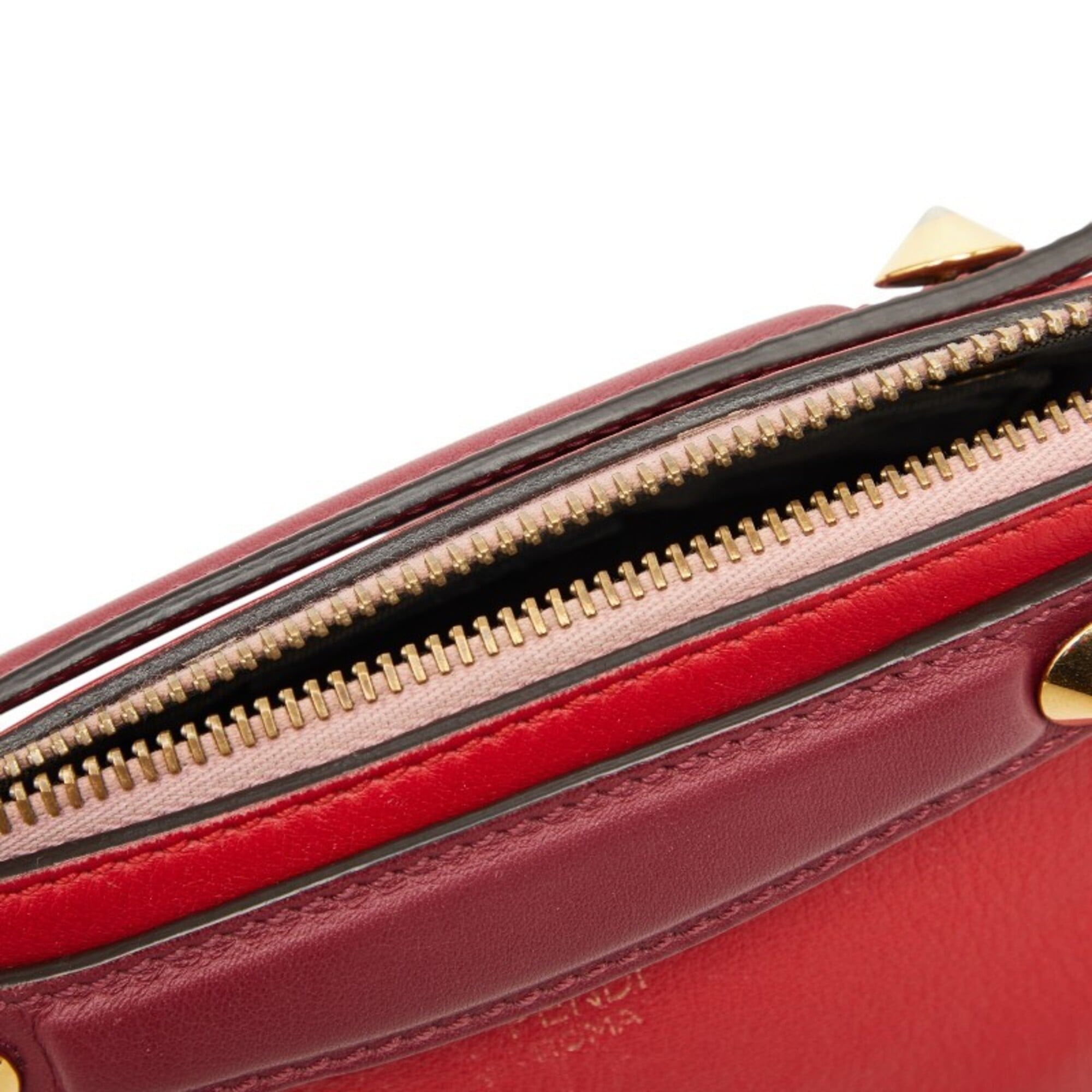Fendi Pink Red Color Leather Handbag Shoulder Bag (Pre-Owned)