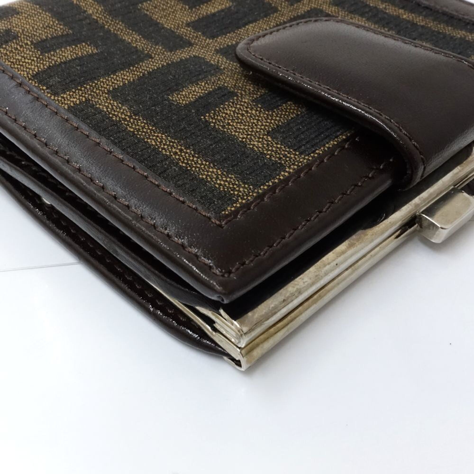 Fendi Zucca Brown Canvas Leather Wallet (Bi-Fold) (Pre-Owned)