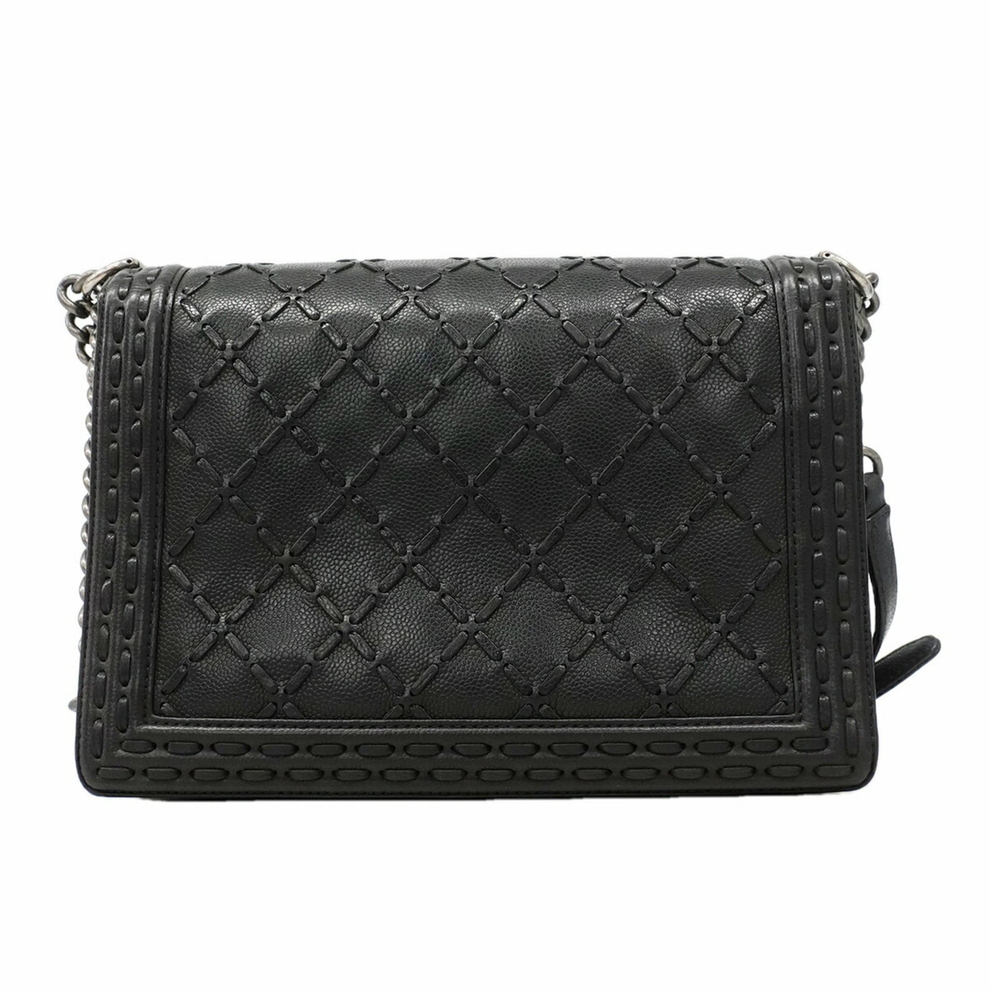 Chanel Black Grained Calfskin Shoulder Bag (Pre-Owned)