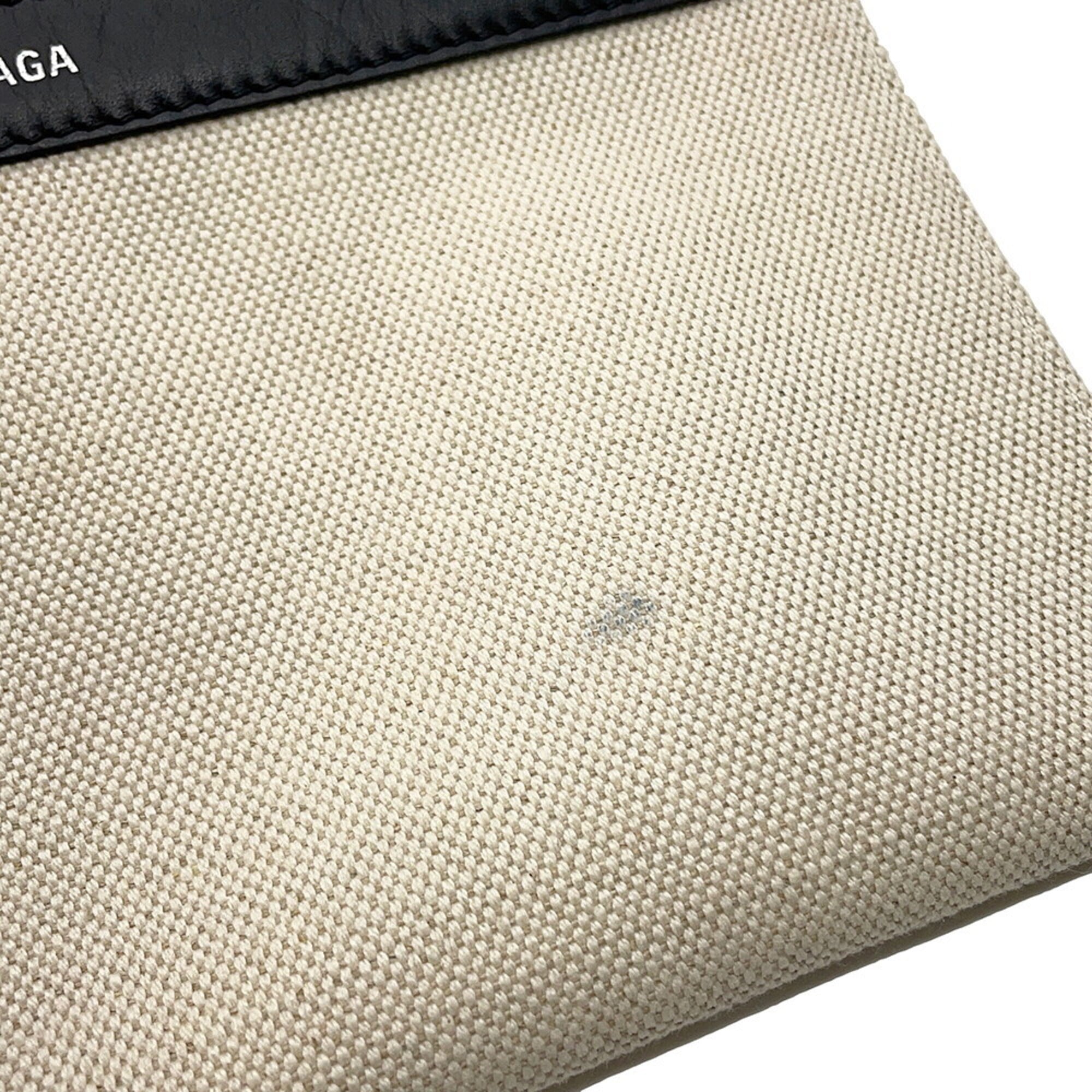 Balenciaga Black White Canvas Leather Handbag Tote Bag (Pre-Owned)