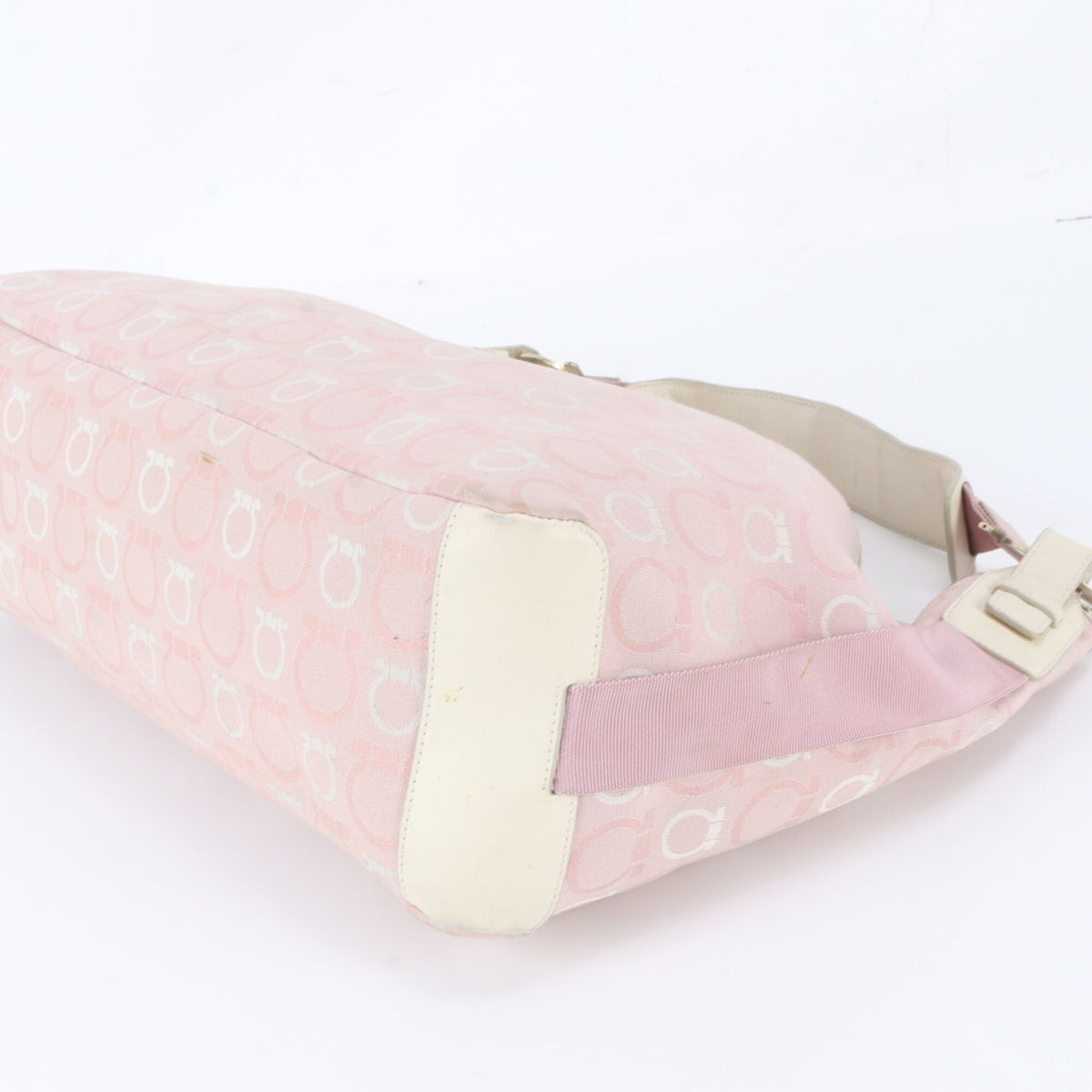 Salvatore Ferragamo Pink Leather Canvas Handbag Shoulder Bag (Pre-Owned)