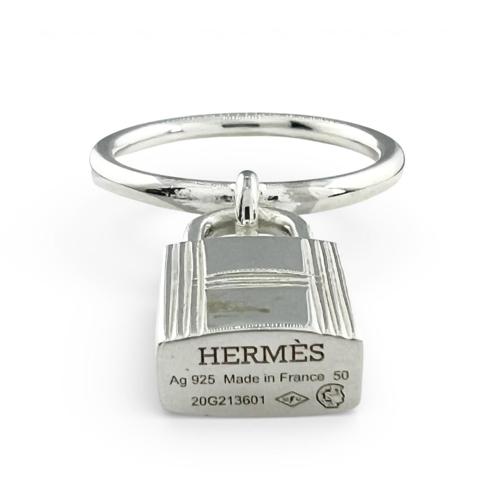Hermes Silver Silver 925 Band Ring (Pre-Owned)