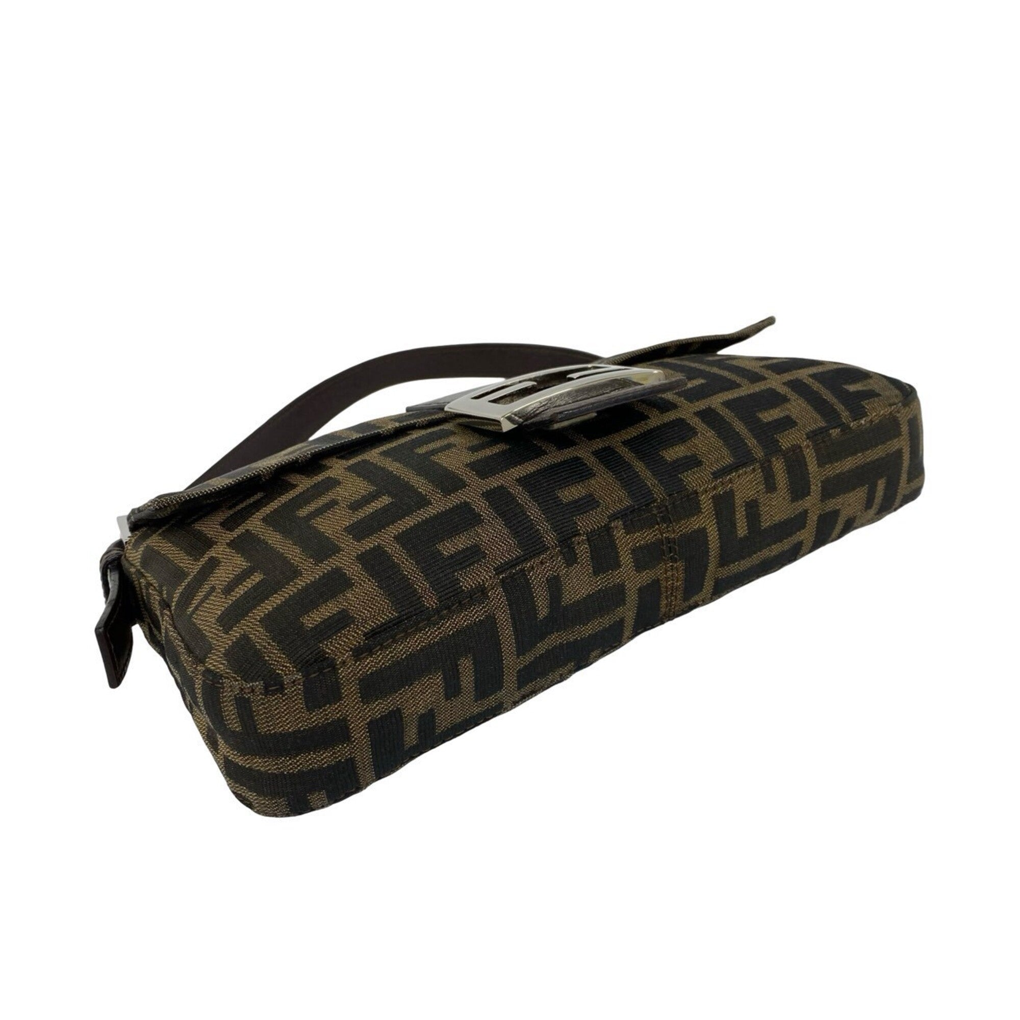 Fendi Black Brown Canvas Leather Handbag (Pre-Owned)