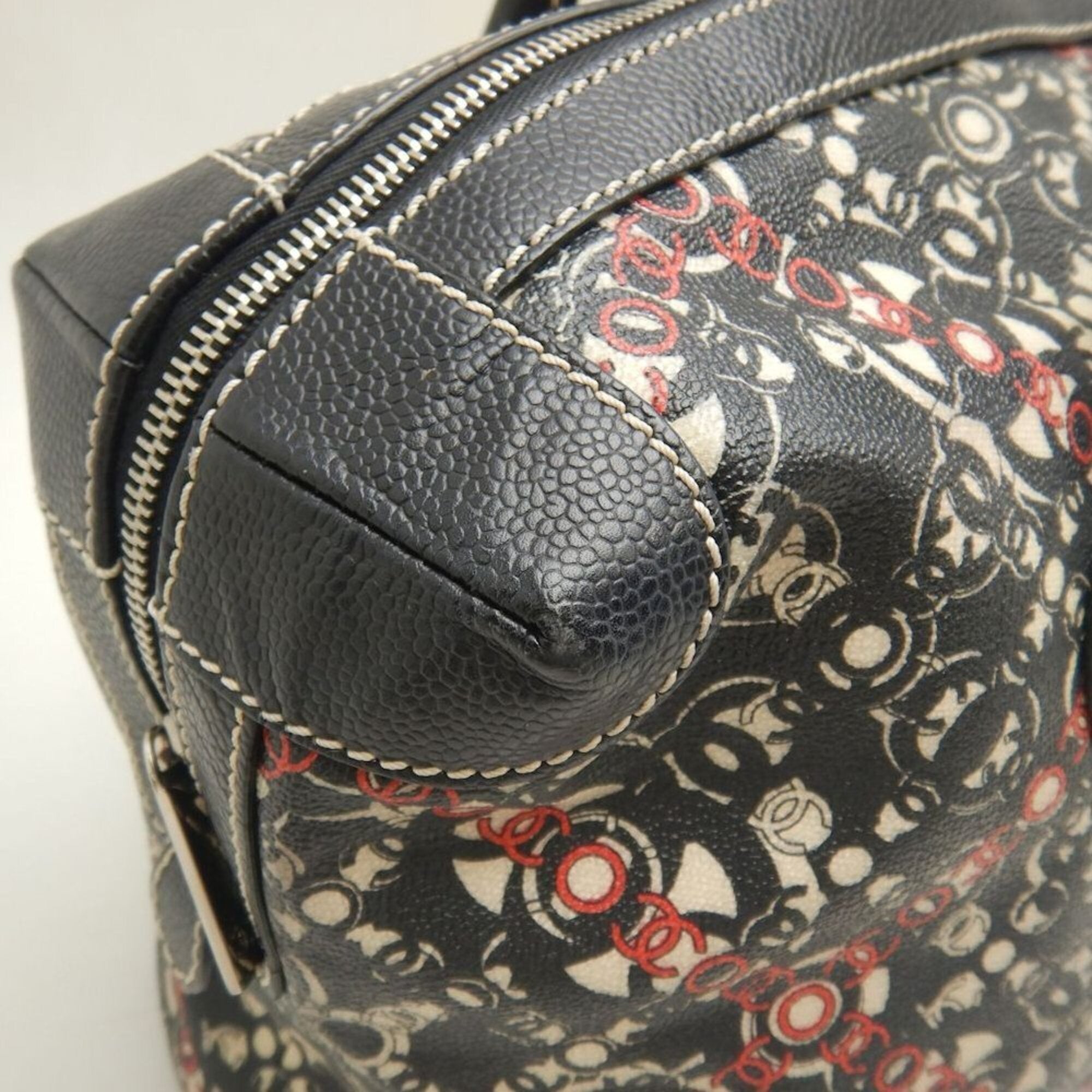 Chanel Black Coated Canvas Boston Bag (Pre-Owned)