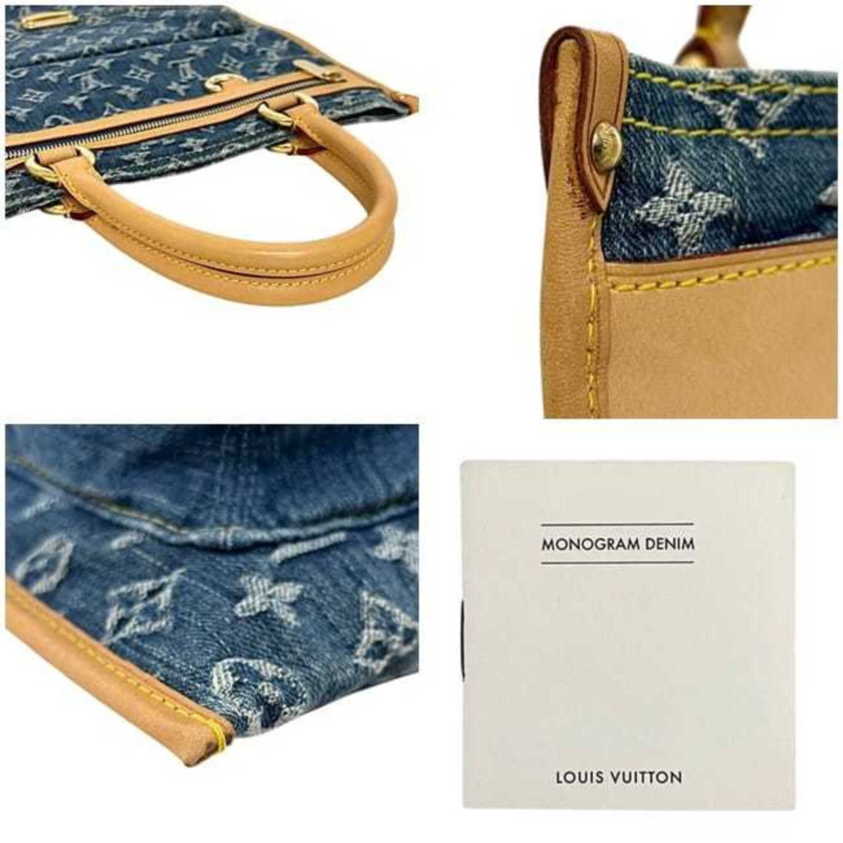 Louis Vuitton Blue Monogram Denim Leather Tote Bag (Pre-Owned)