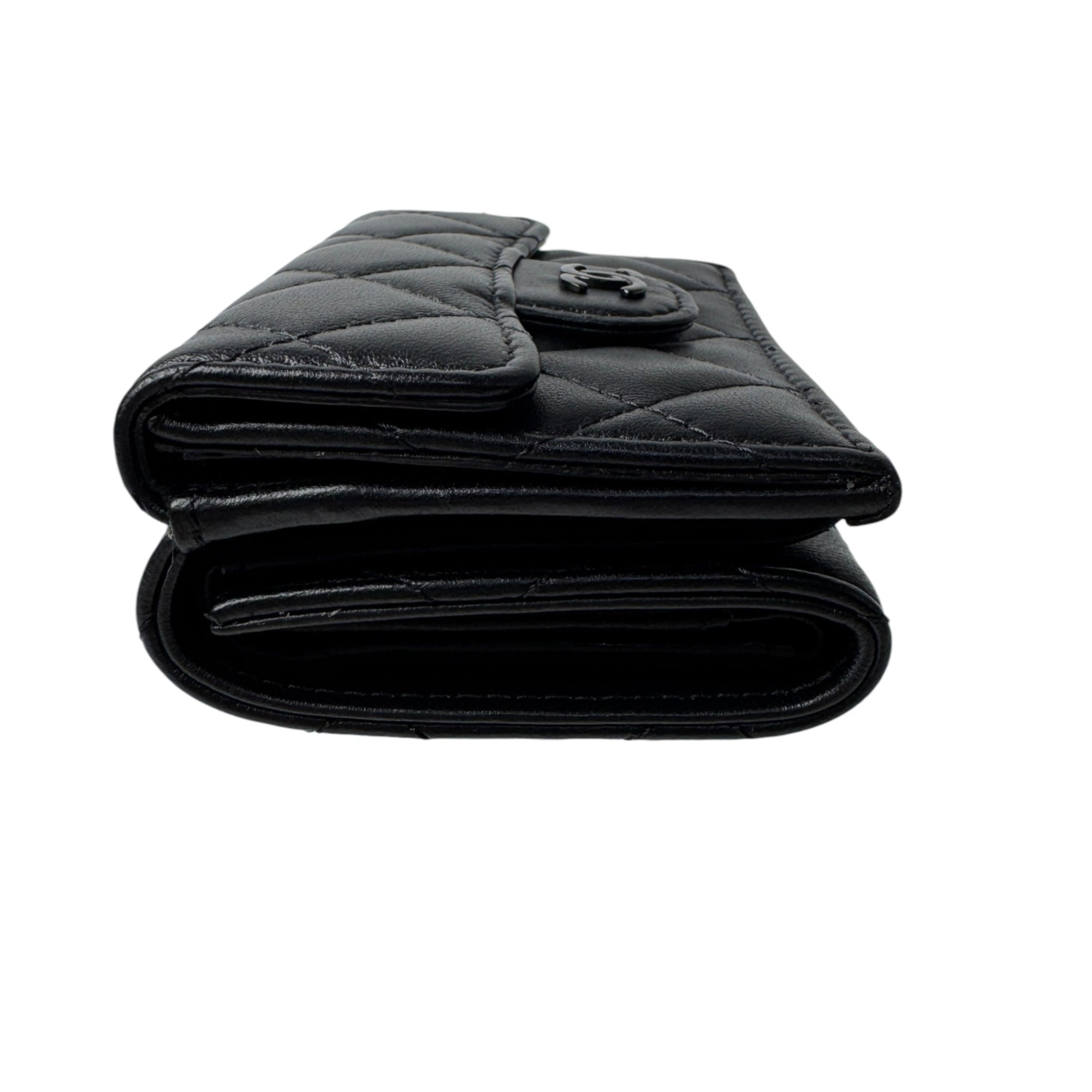 Chanel Black Leather Wallet (Tri-Fold) (Pre-Owned)
