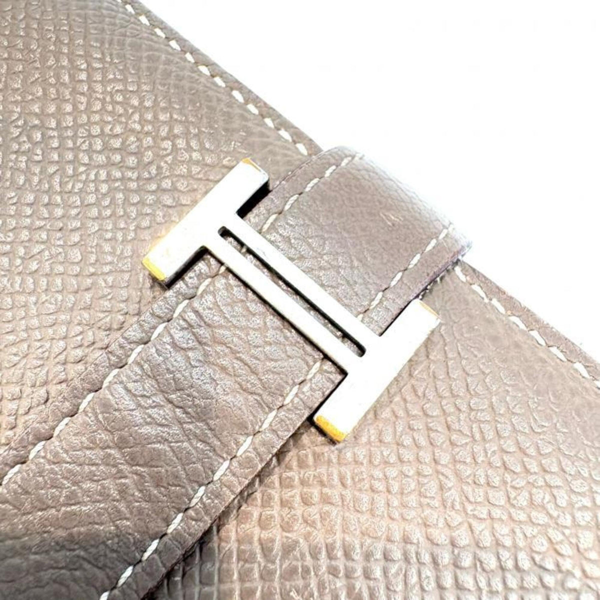 Hermes Beige Etoupe Gray Epsom Leather Long Wallet (Bi-Fold) (Pre-Owned)