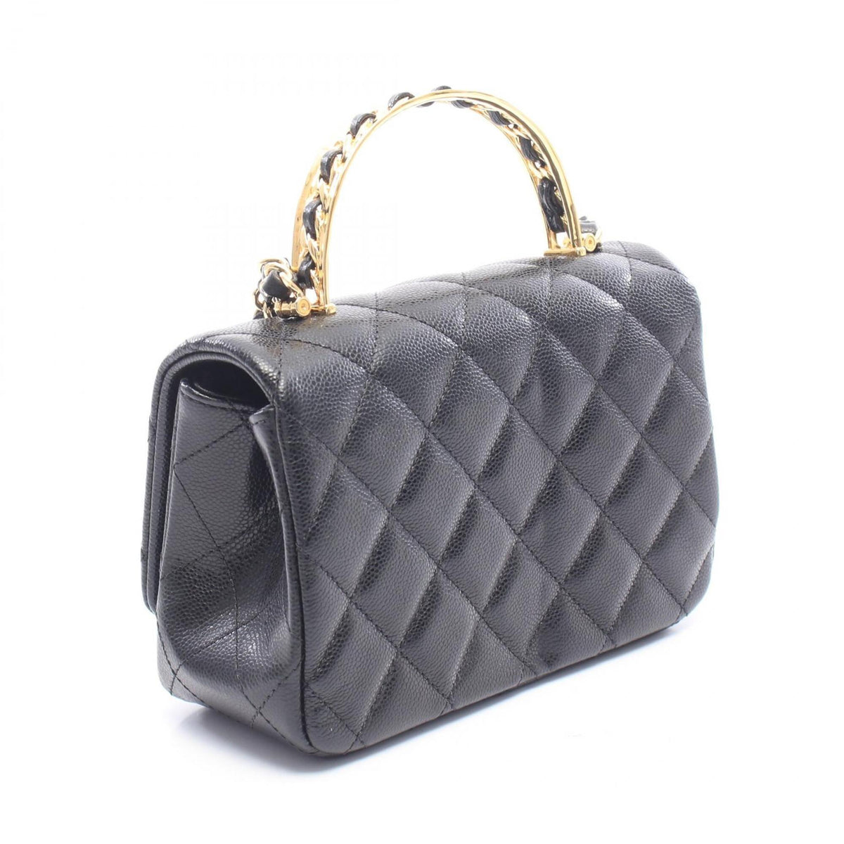 Chanel Black Grained Calfskin Handbag Shoulder Bag (Pre-Owned)