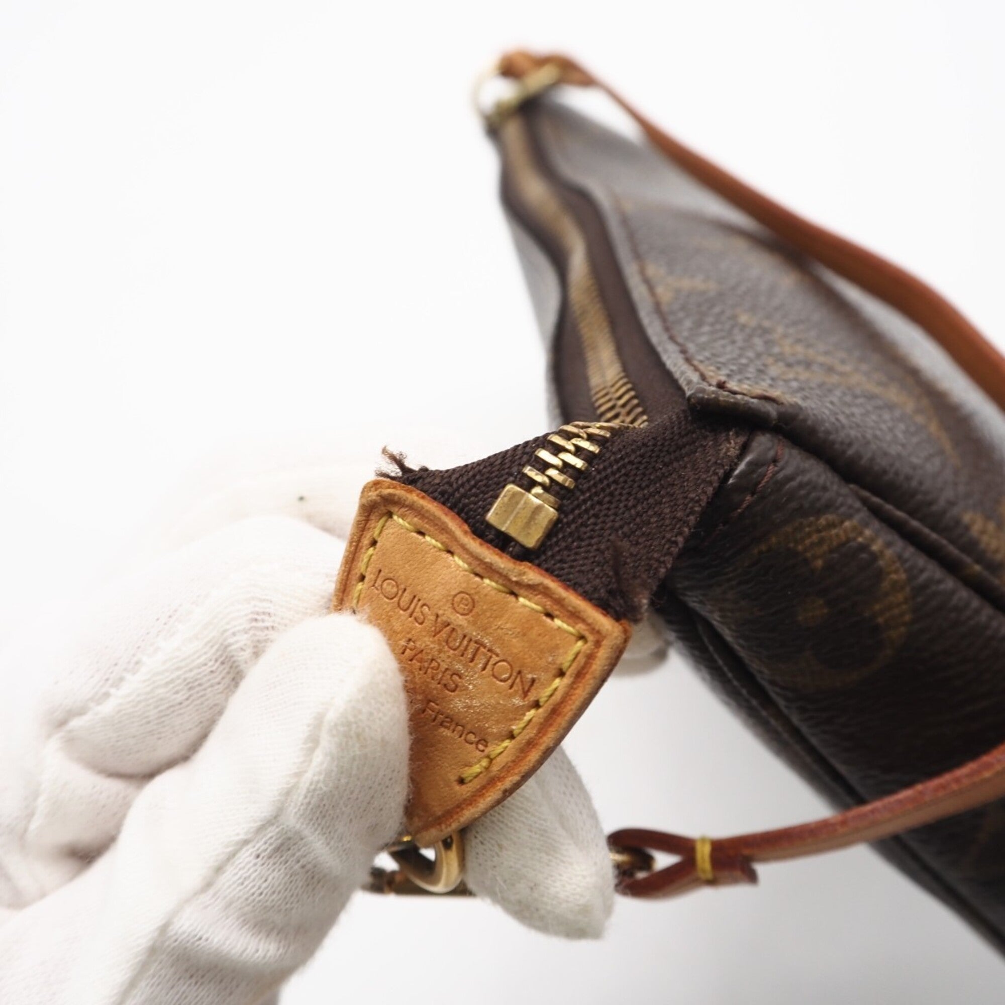 Louis Vuitton Brown Coated Canvas Leather Pochette Pouch (Pre-Owned)