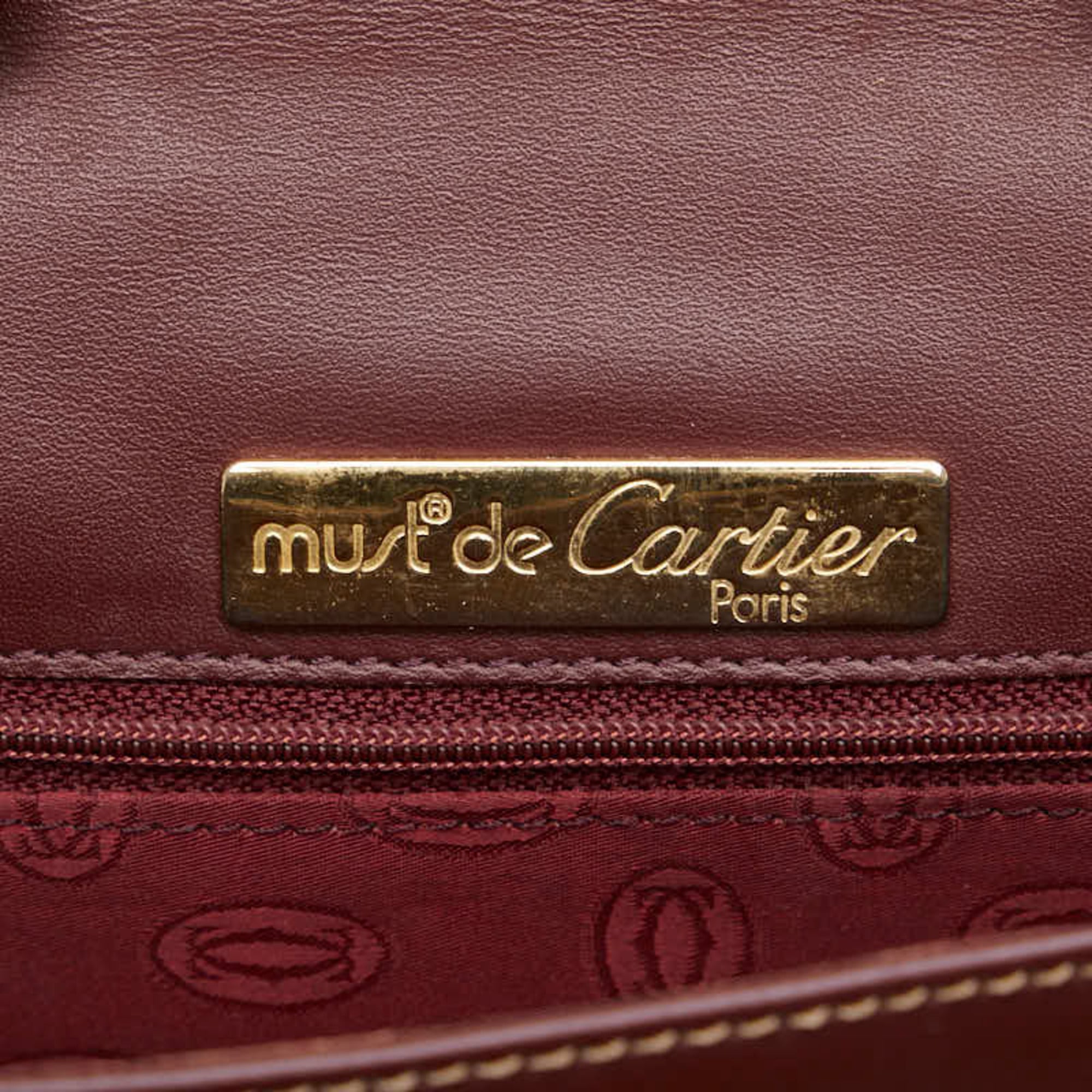 Cartier Bordeaux Wine Red Leather Shoulder Bag (Pre-Owned)