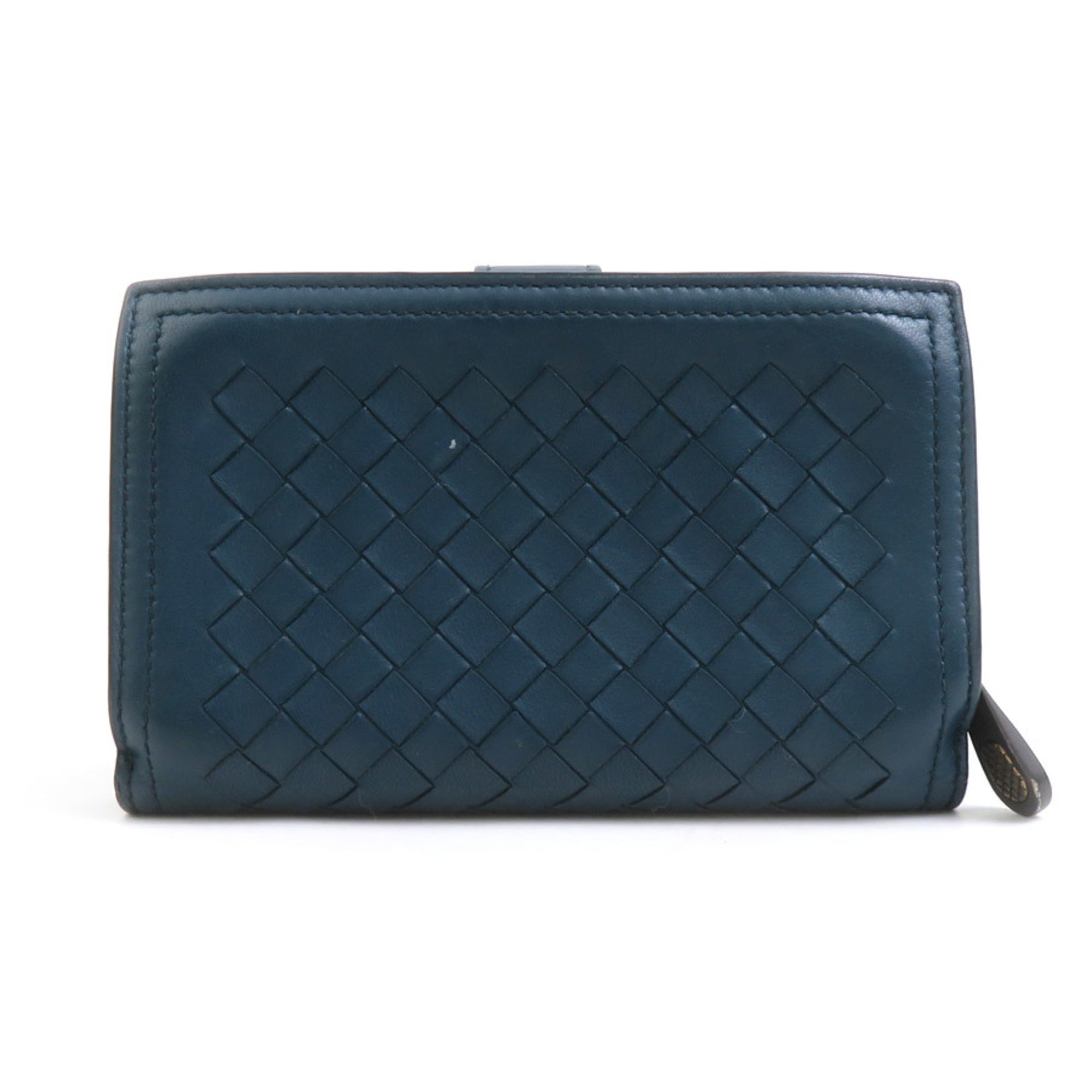 Bottega Veneta Blue Green Intrecciato Wallet (Bi-Fold) (Pre-Owned)