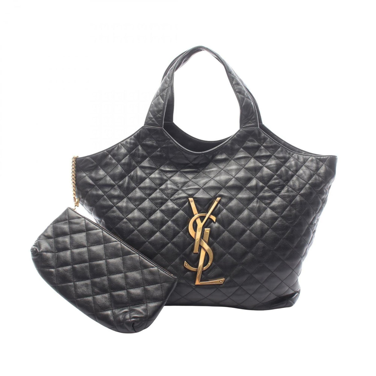Yves Saint Laurent Black Leather Handbag Tote Bag (Pre-Owned)