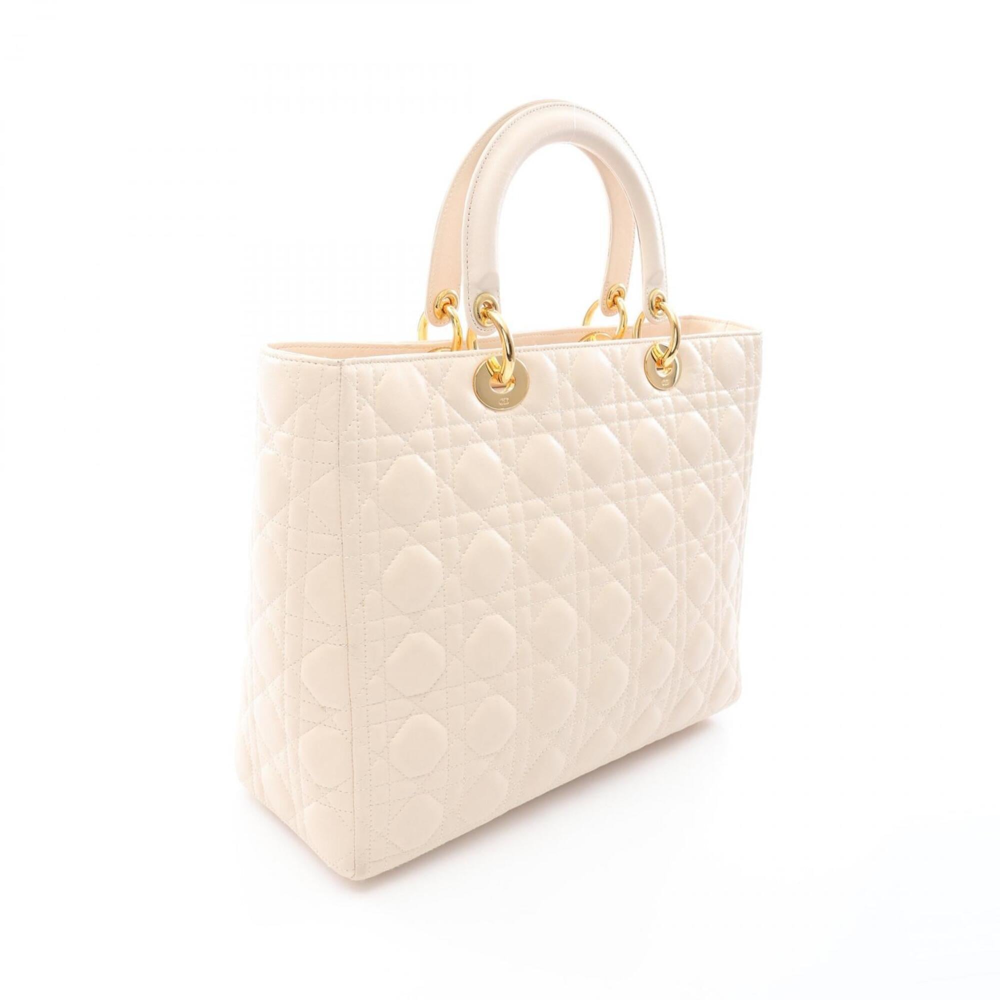 Christian Dior Lady Dior Ivory Leather Handbag (Pre-Owned)