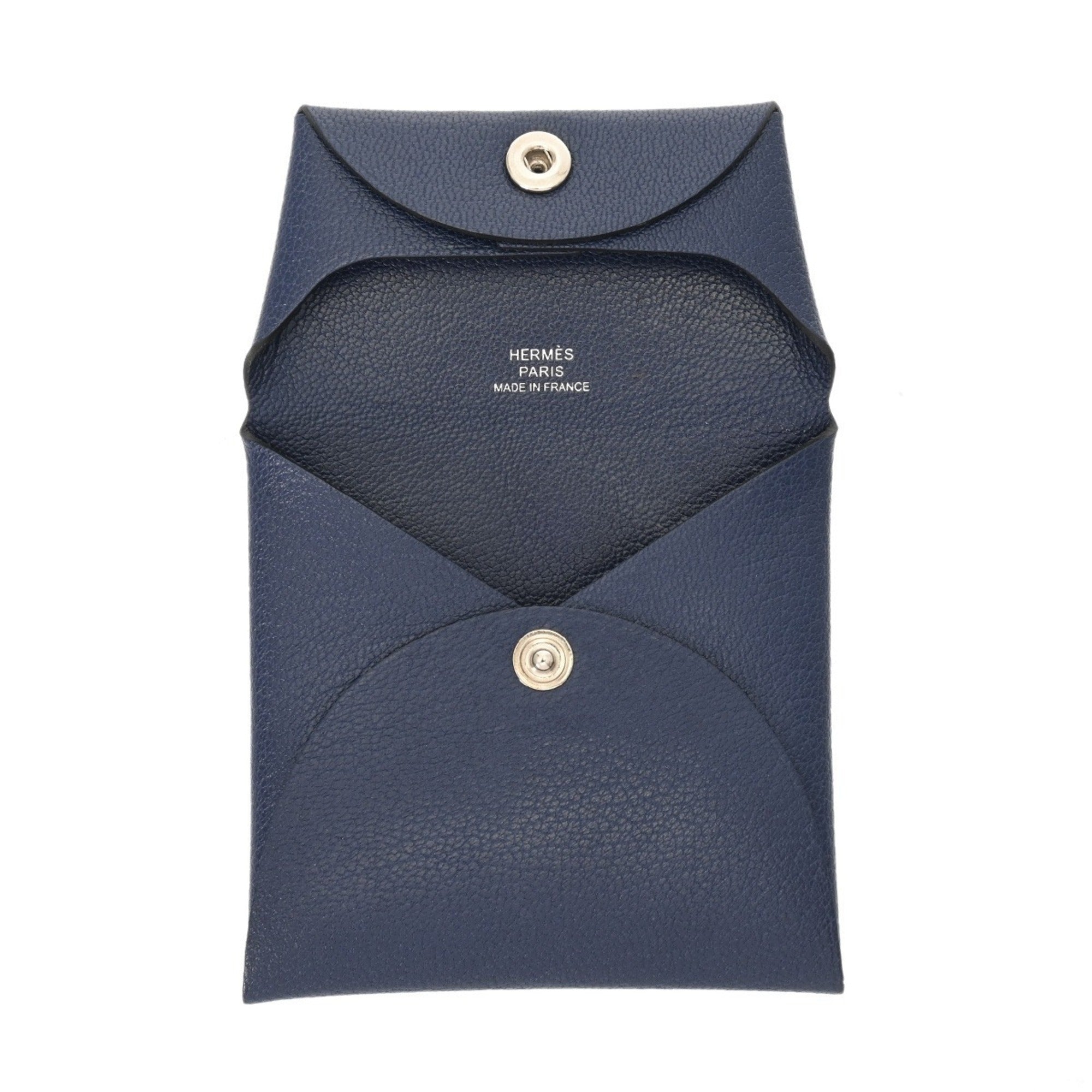 Hermes Blue Evercalf Leather Coin Purse/Coin Case (Pre-Owned)