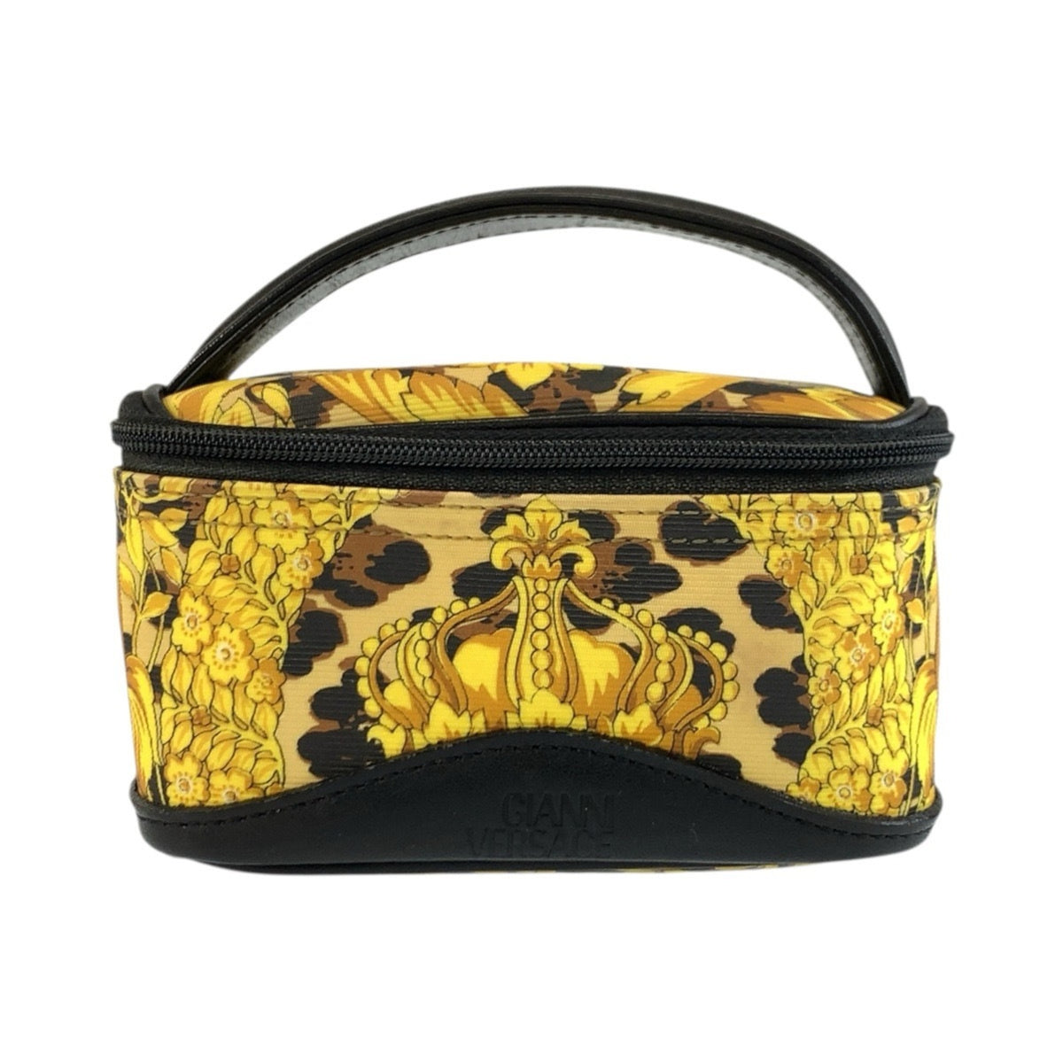 Versace Black Yellow Pvc Handbag Pouch Vanity Bag (Pre-Owned)