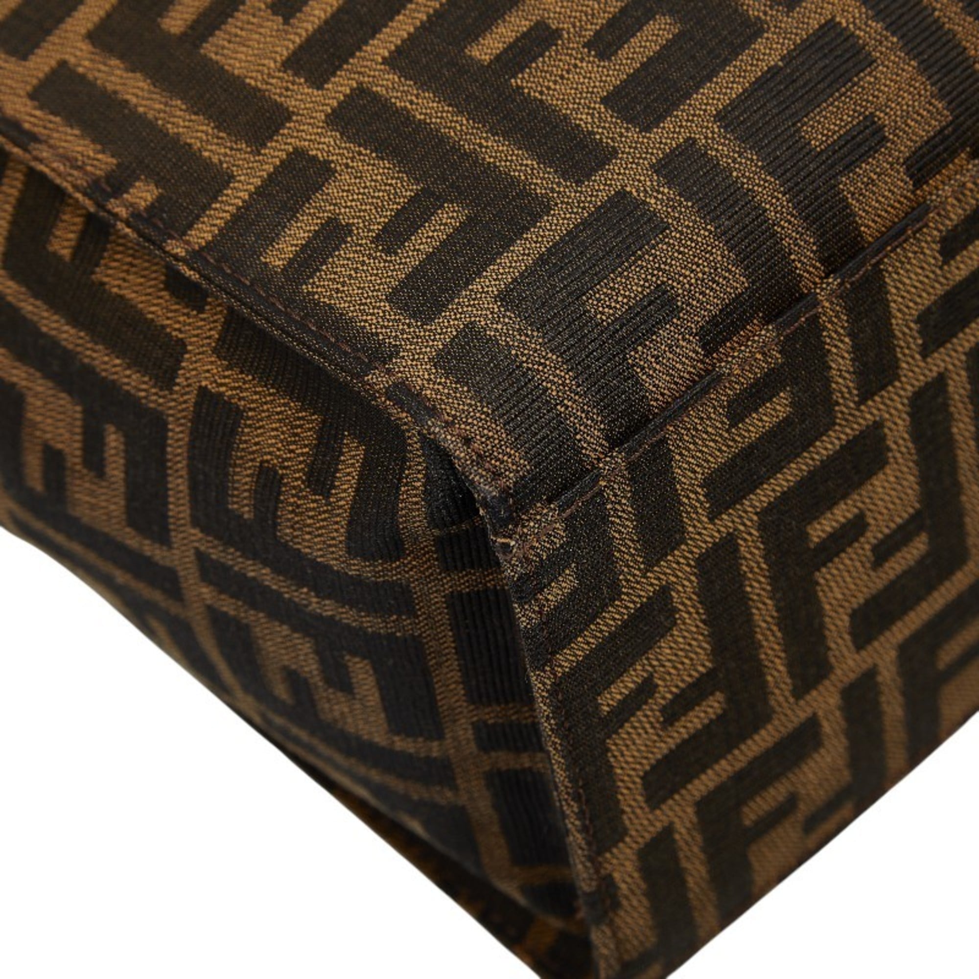 Fendi Brown Canvas Leather Shoulder Bag Tote Bag (Pre-Owned)