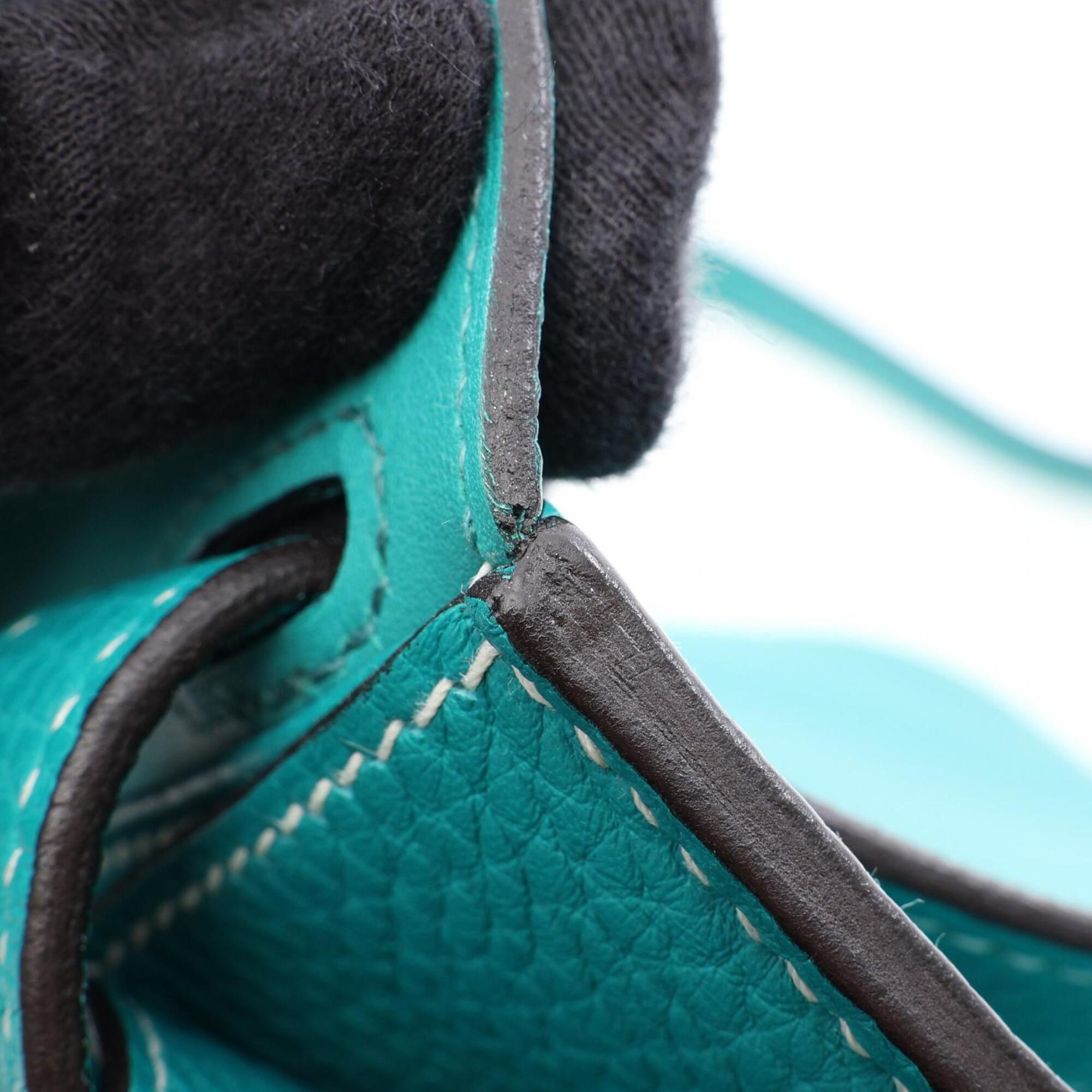 Hermes Blue Green Taurillon Clemence Leather Handbag (Pre-Owned)