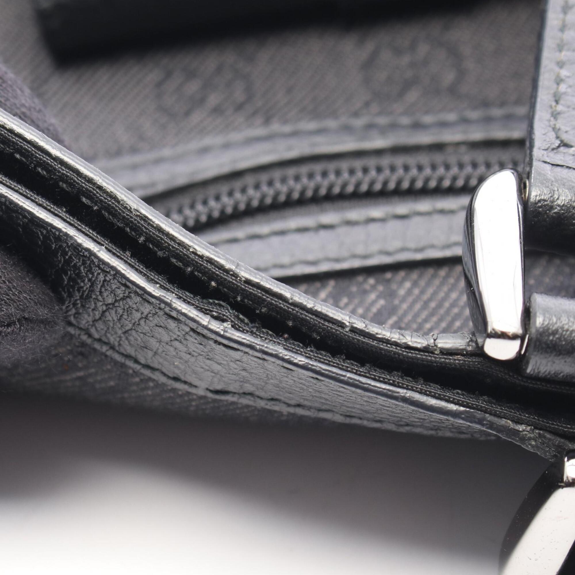 Gucci Black Canvas Leather Handbag Tote Bag (Pre-Owned)