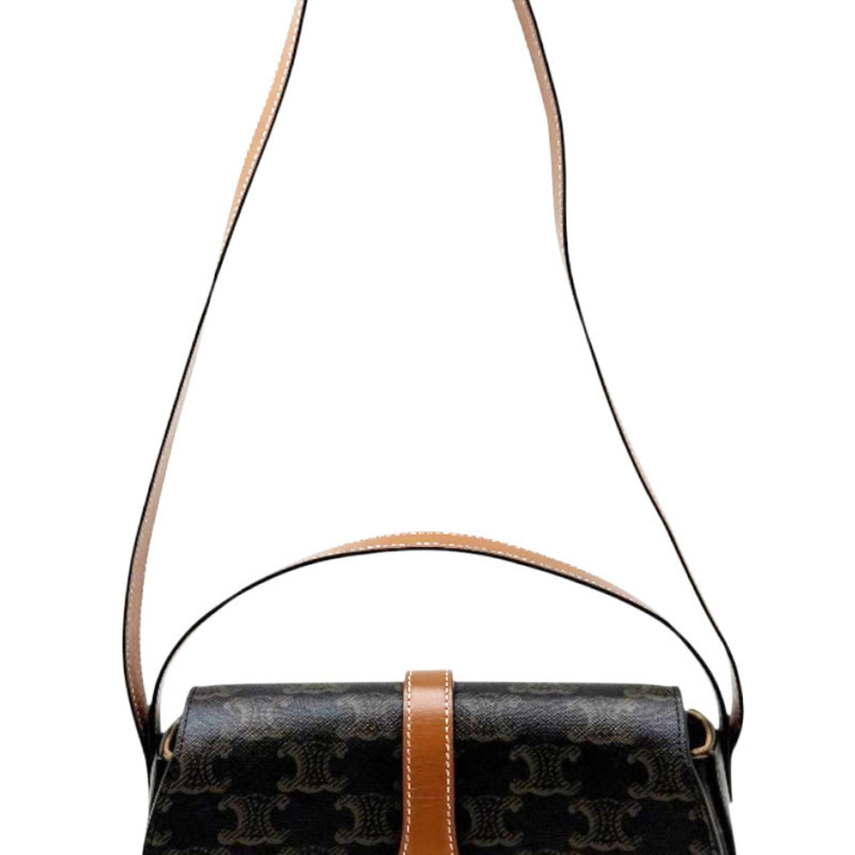 Celine Brown Coated Canvas Leather Handbag Shoulder Bag (Pre-Owned)