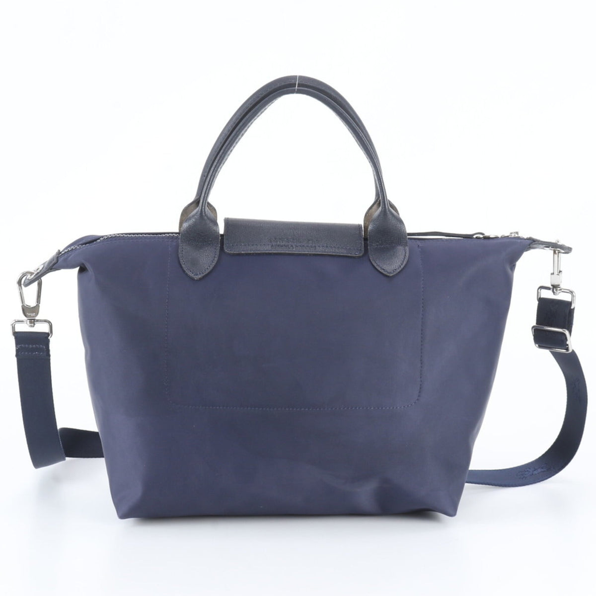 Longchamp Navy Leather Nylon Shoulder Bag Tote Bag (Pre-Owned)