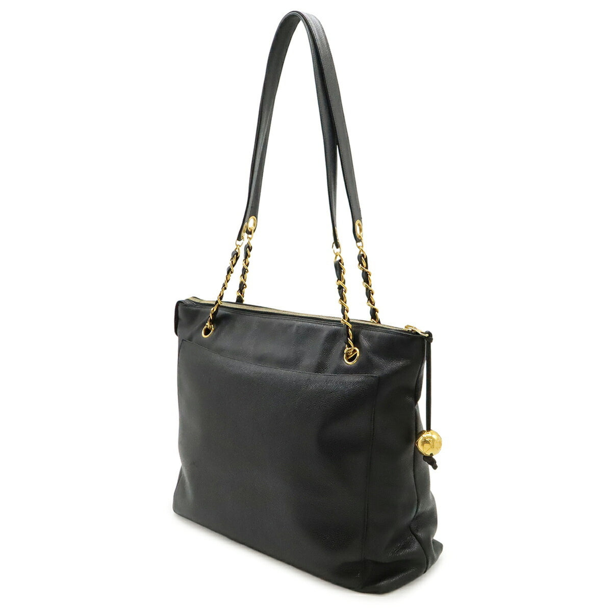 Chanel Black Leather Shoulder Bag Tote Bag (Pre-Owned)