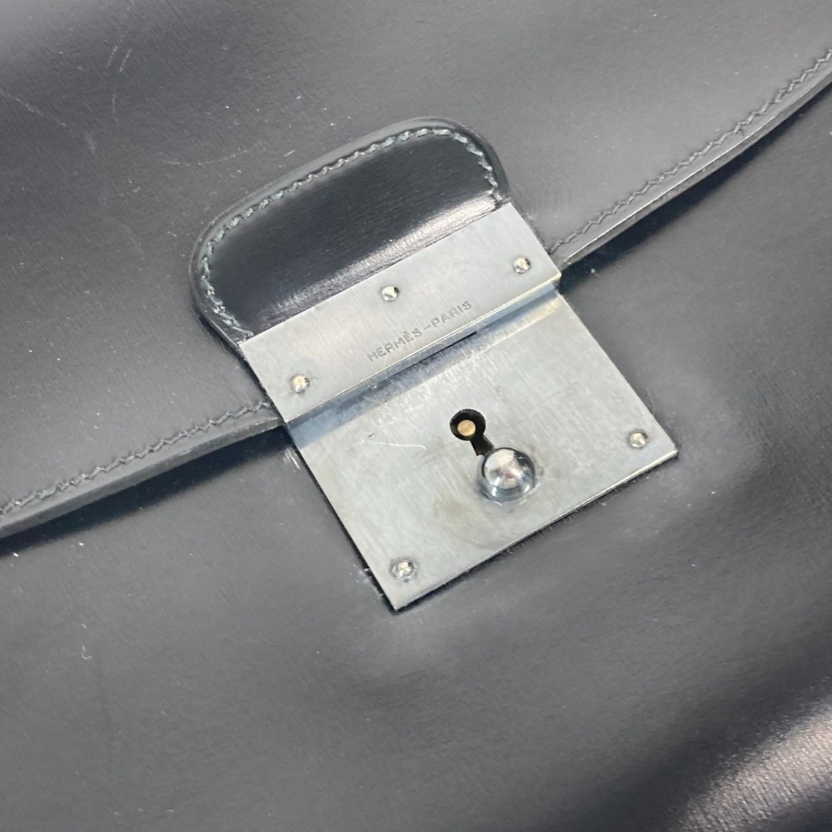 Hermes Black Box Calf Leather Clutch Bag Pouch (Pre-Owned)