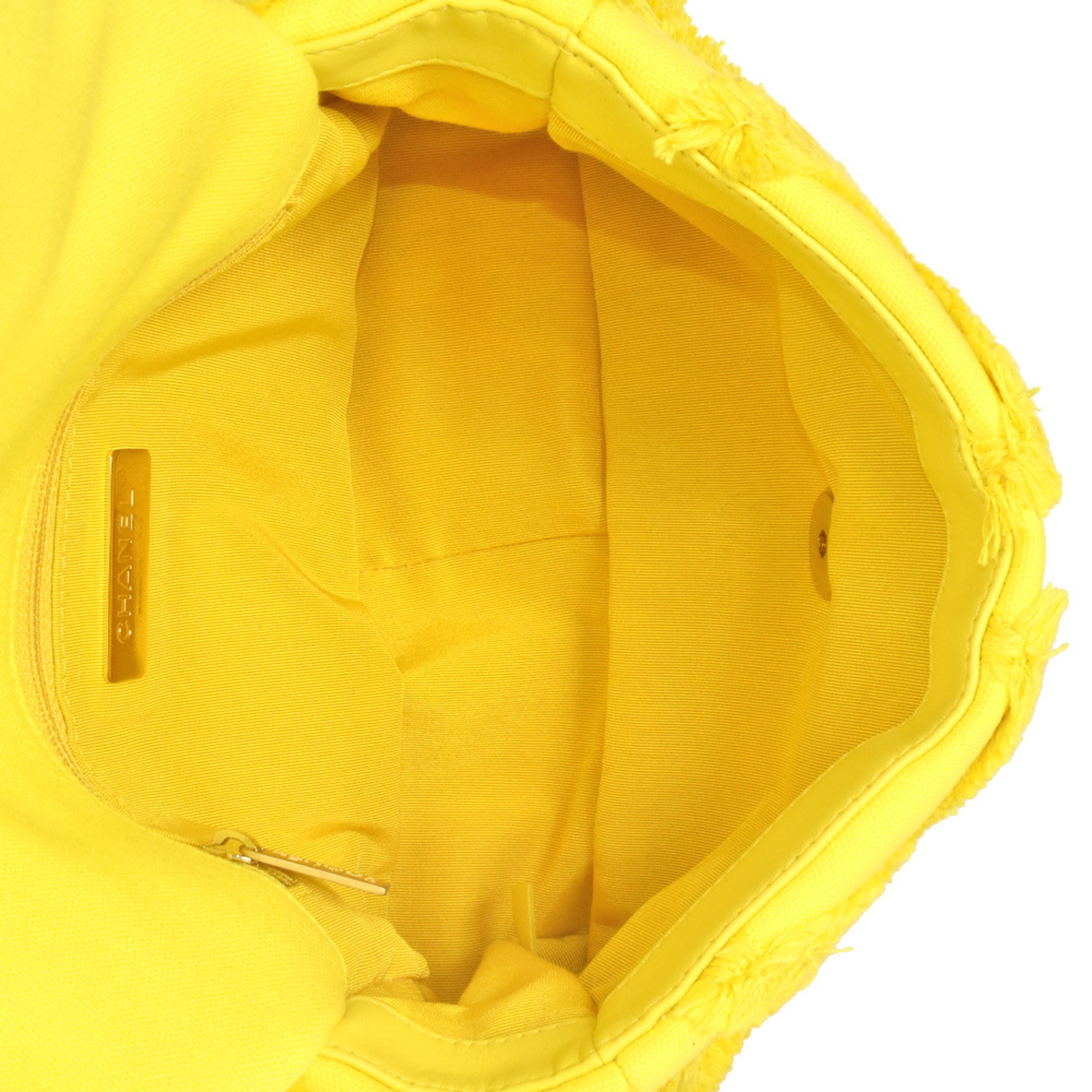 Chanel Yellow Canvas Leather Shoulder Bag (Pre-Owned)