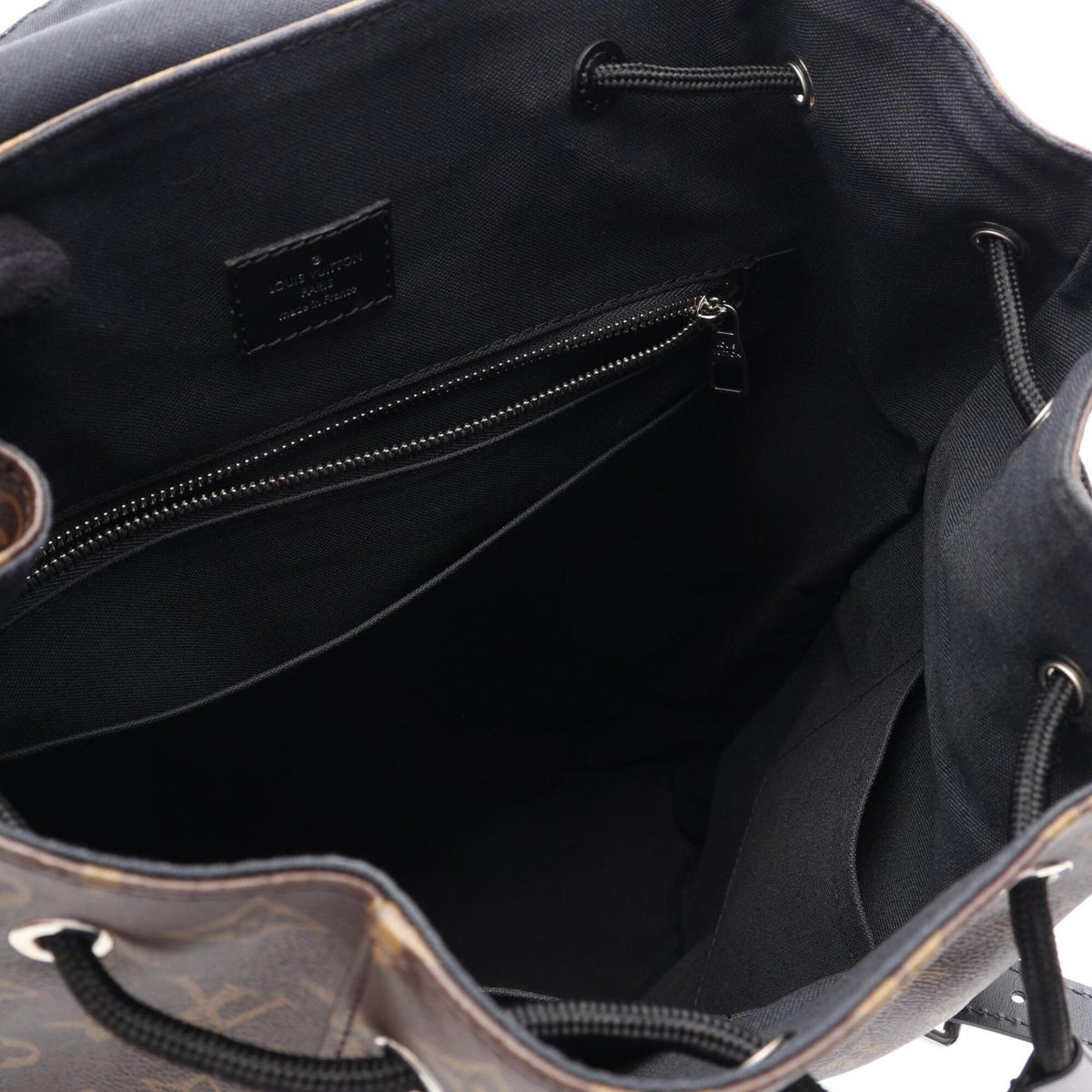 Louis Vuitton Black Brown Coated Canvas Leather Backpack Handbag (Pre-Owned)