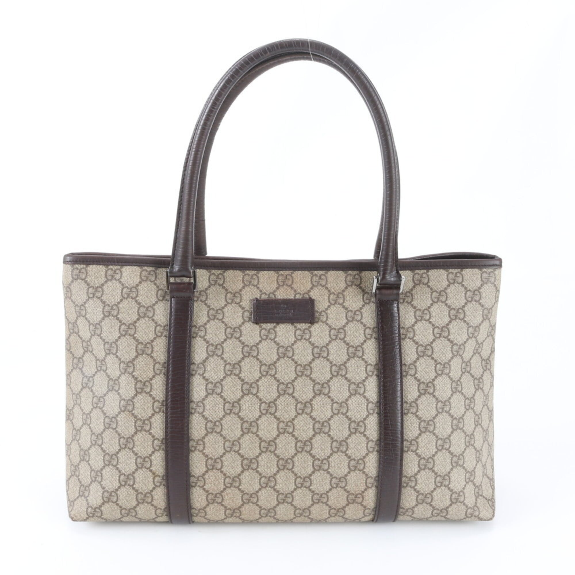Gucci Beige Brown Leather Coated Canvas Handbag Shoulder Bag Tote Bag (Pre-Owned)