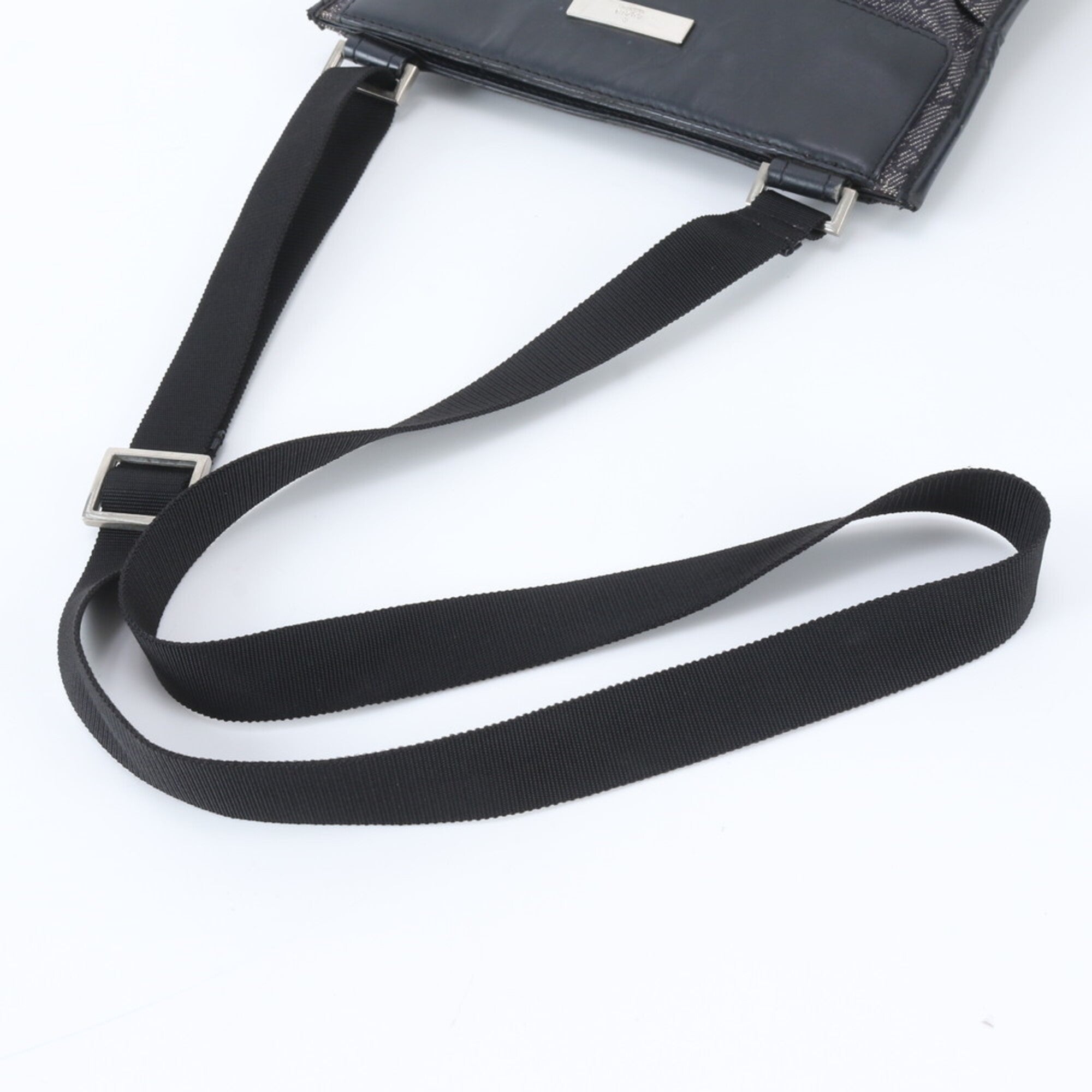 Gucci Gg Canvas Black Leather Canvas Shoulder Bag Tote Bag (Pre-Owned)