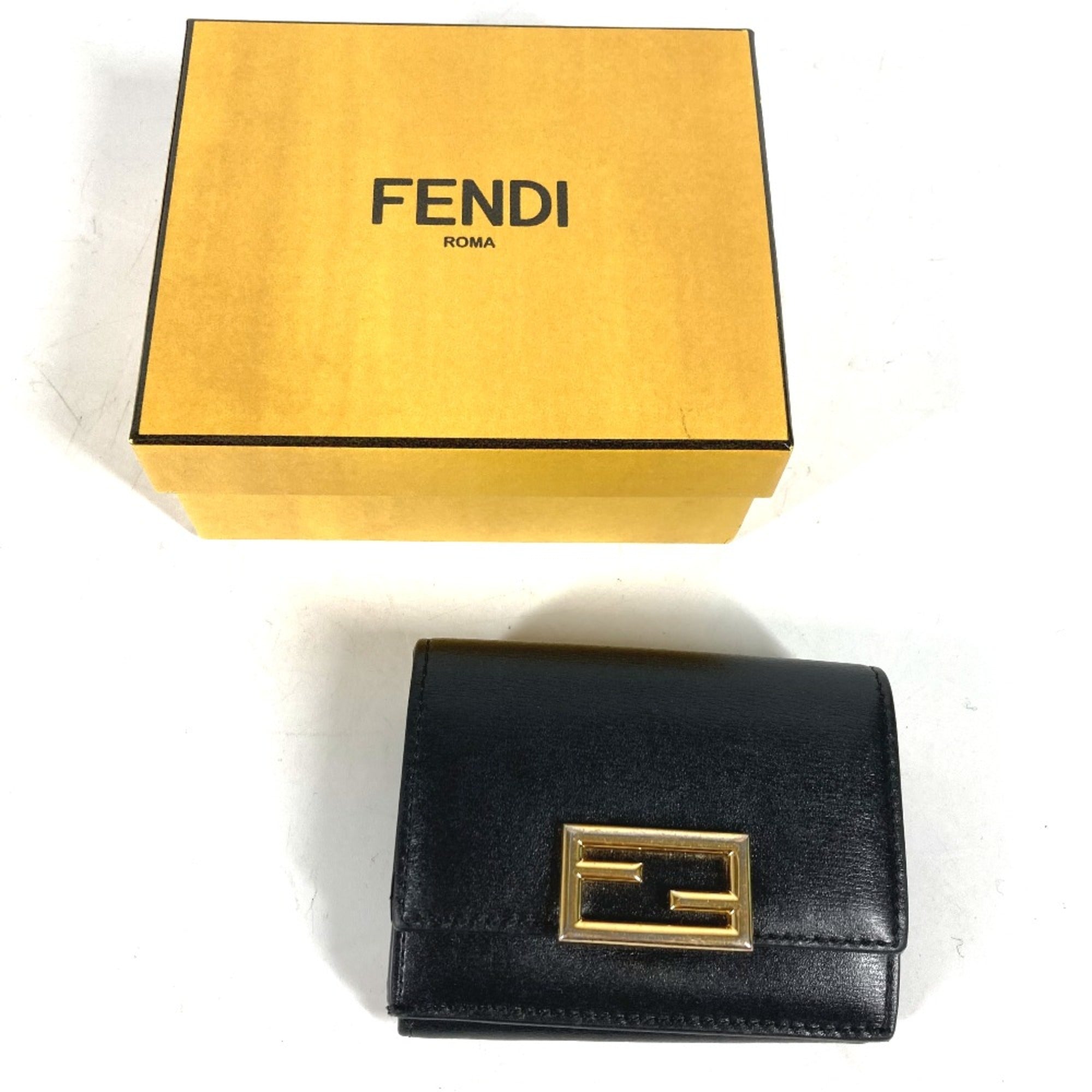Fendi Black Leather Wallet (Tri-Fold) (Pre-Owned)