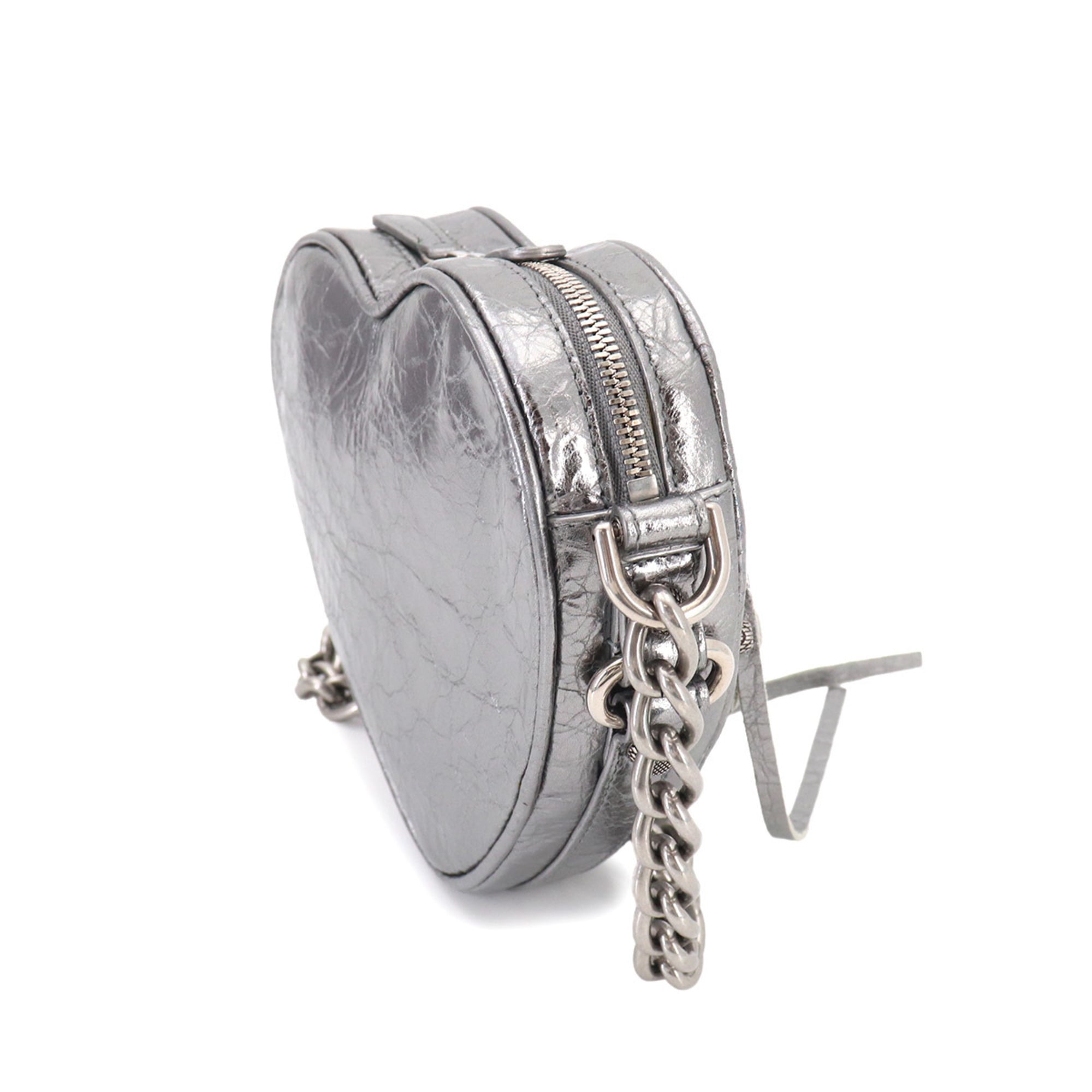 Balenciaga Metallic Silver Leather Handbag Shoulder Bag (Pre-Owned)