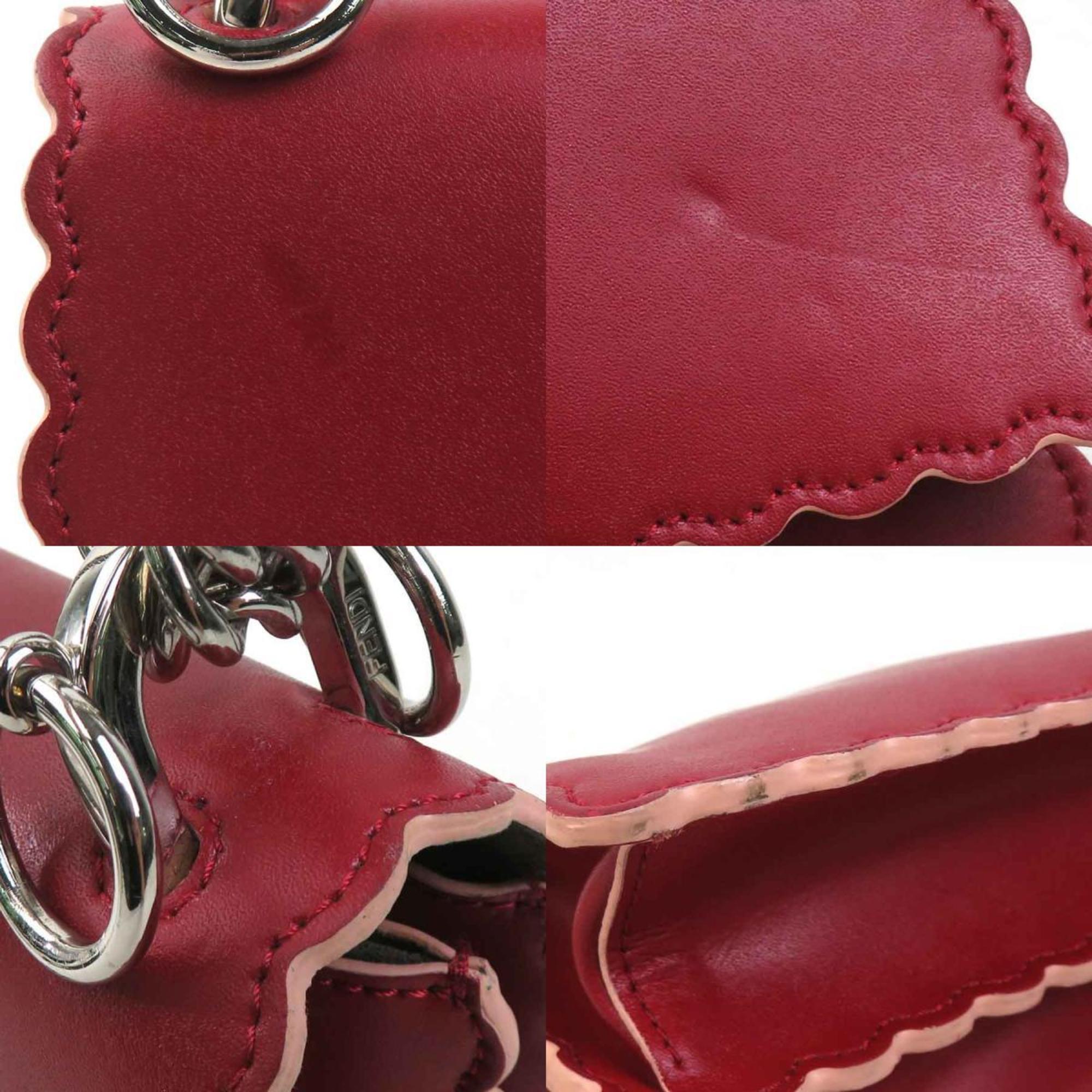 Fendi Red Color Leather Shoulder Bag (Pre-Owned)