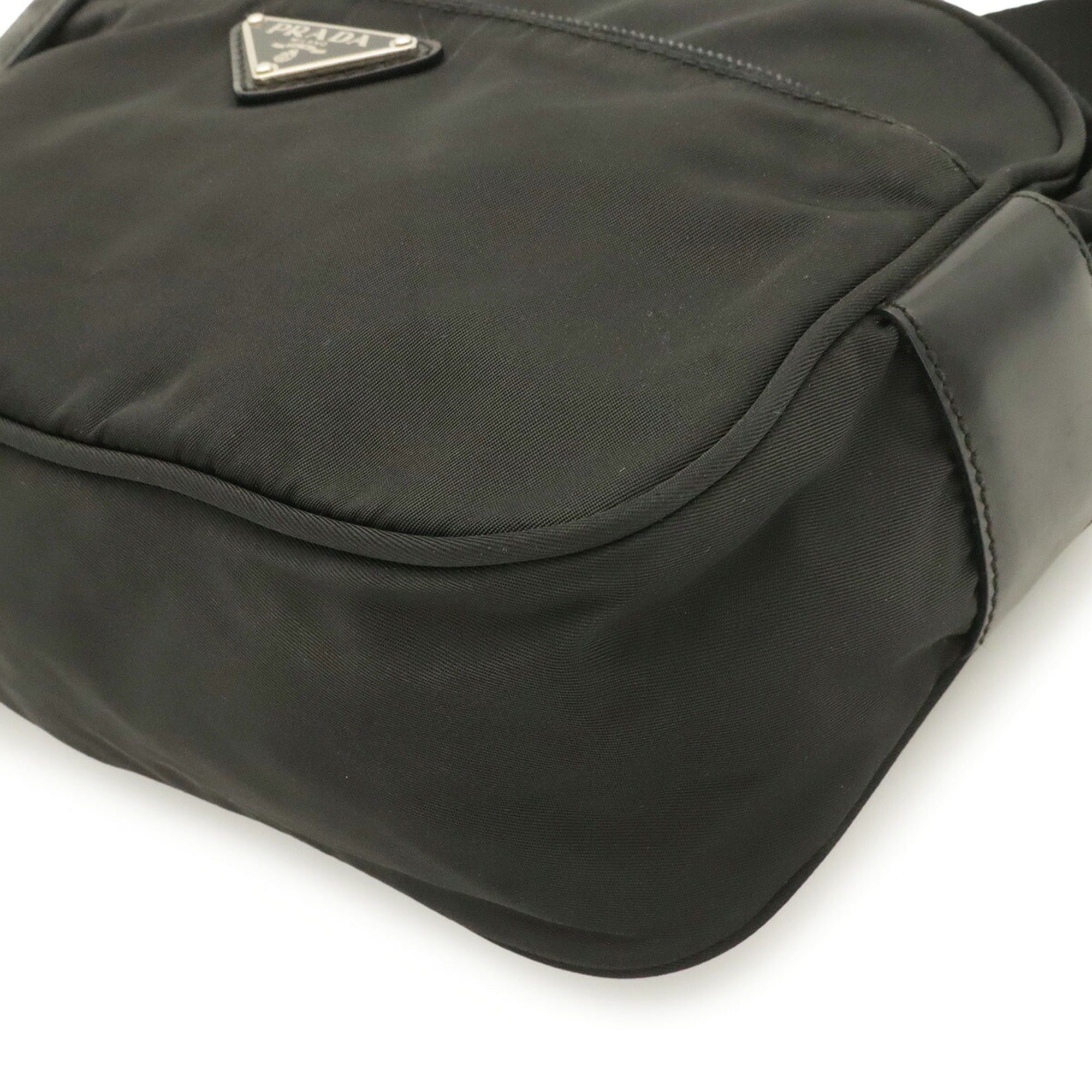 Prada Black Nero Nylon Leather Pochette Shoulder Bag (Pre-Owned)