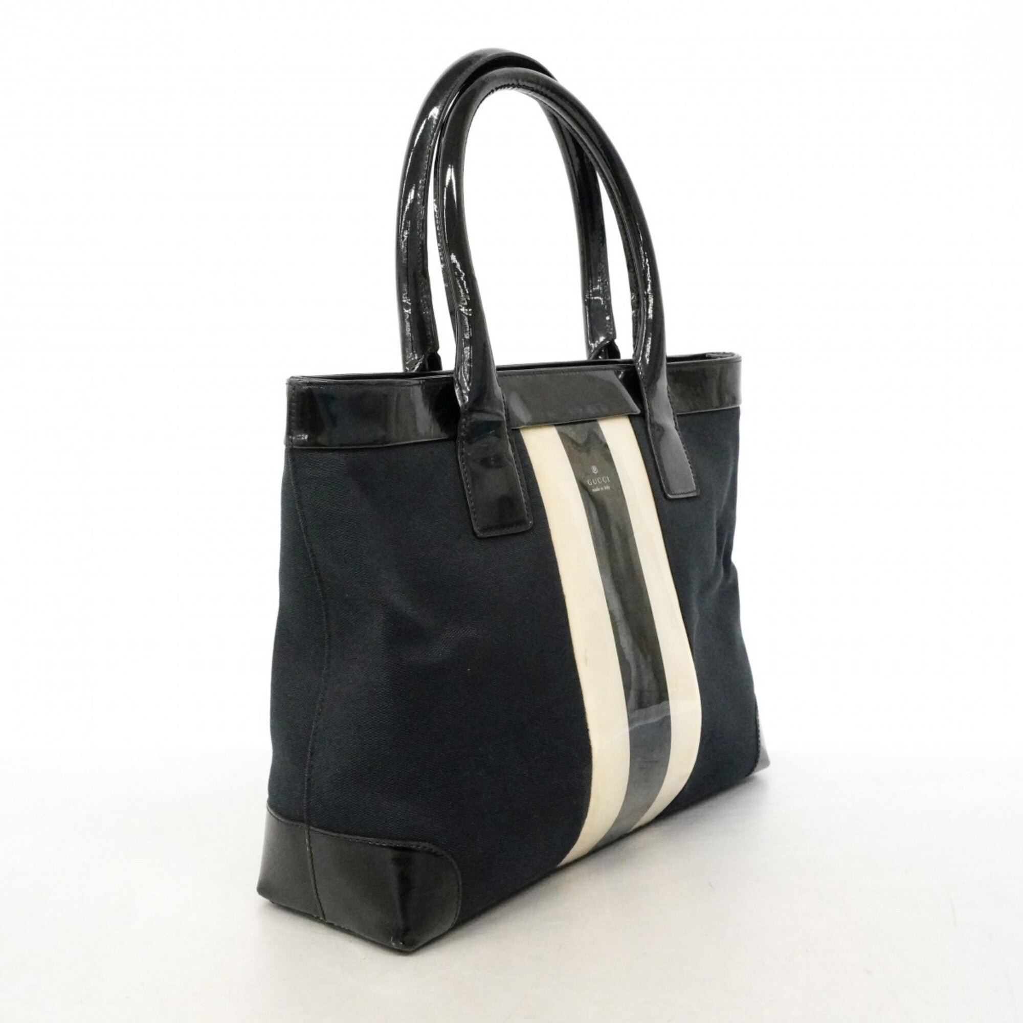 Gucci Black Navy Canvas Tote Bag (Pre-Owned)