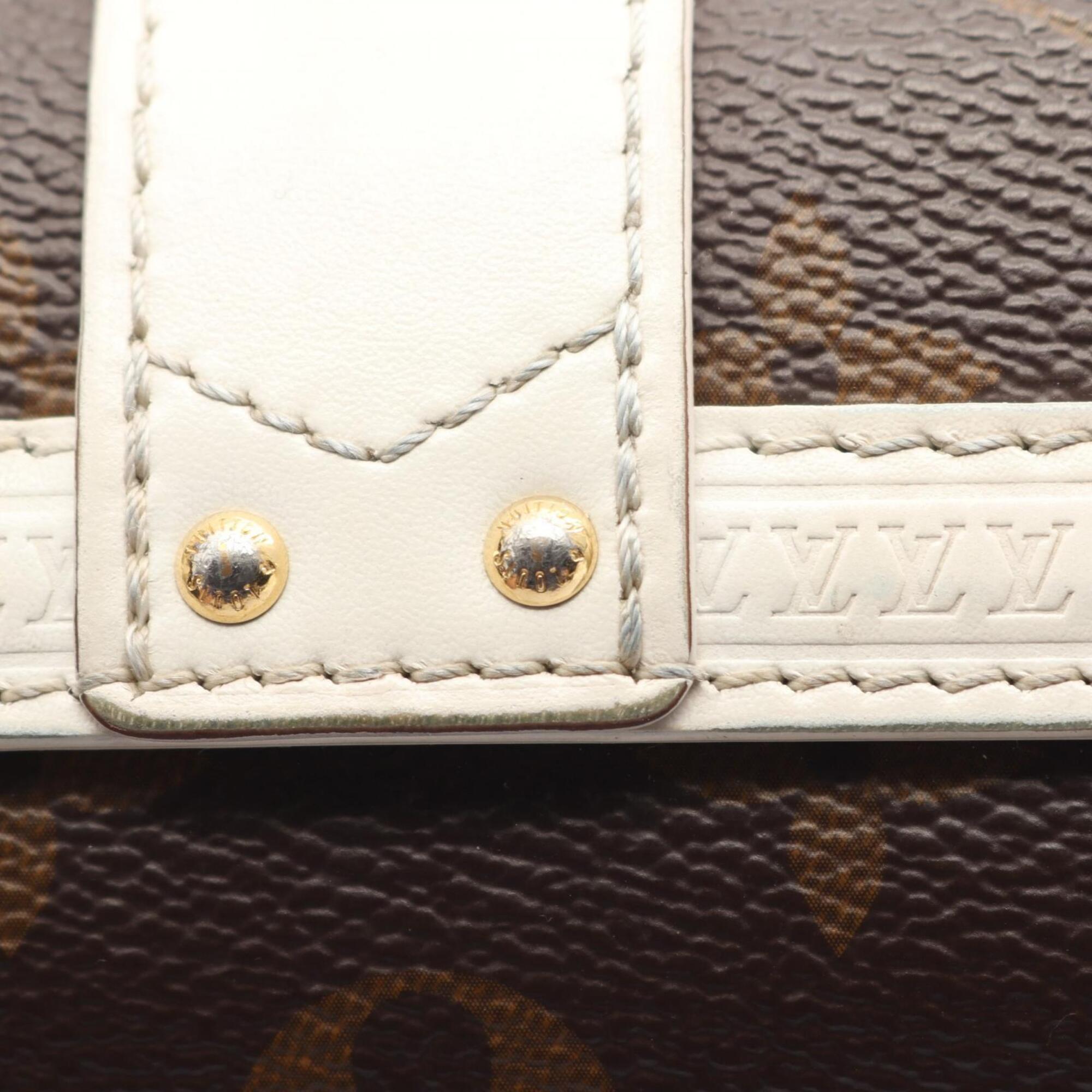 Louis Vuitton Brown White Pvc Leather Handbag Shoulder Bag (Pre-Owned)