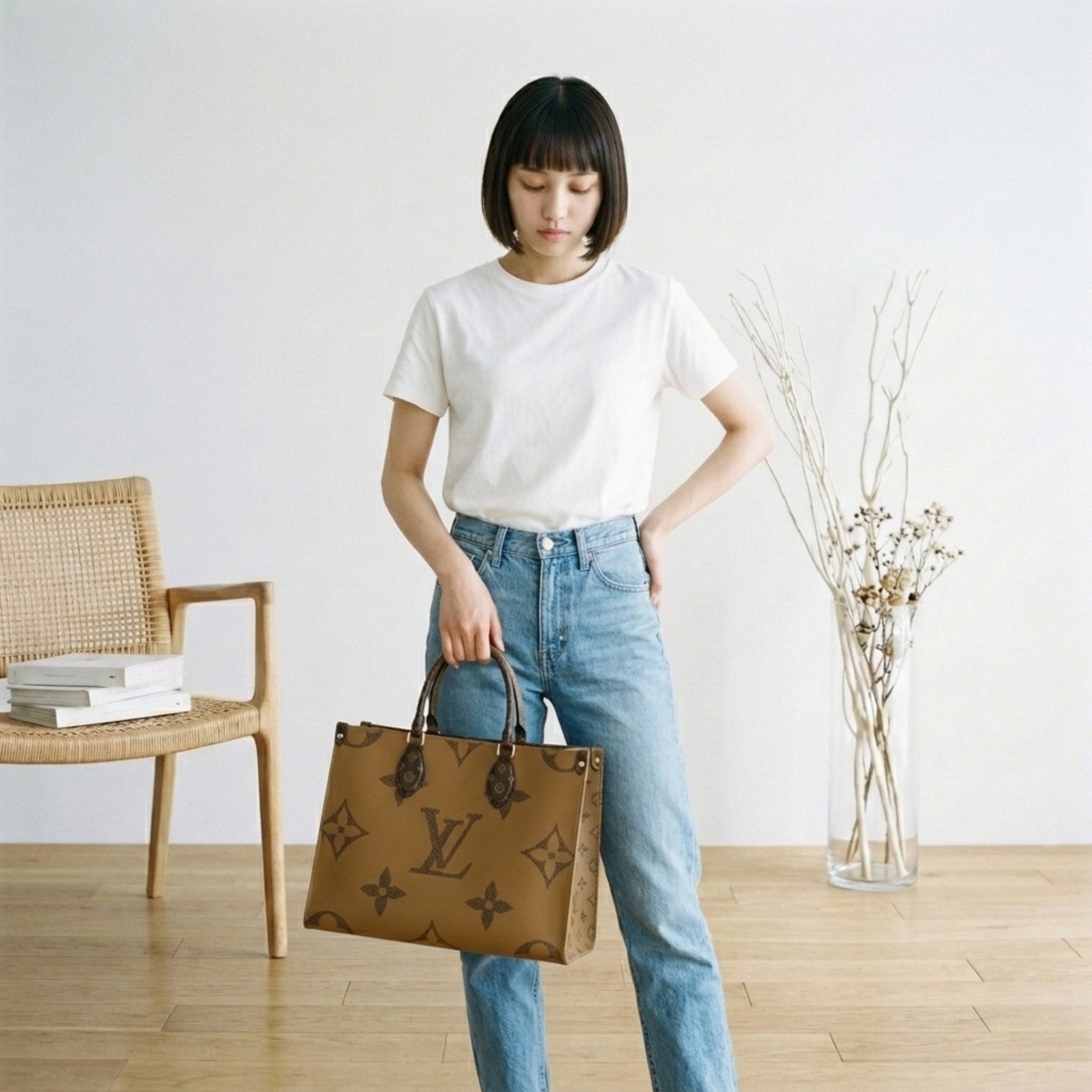 Louis Vuitton Brown Monogram Canvas Handbag Tote Bag (Pre-Owned)