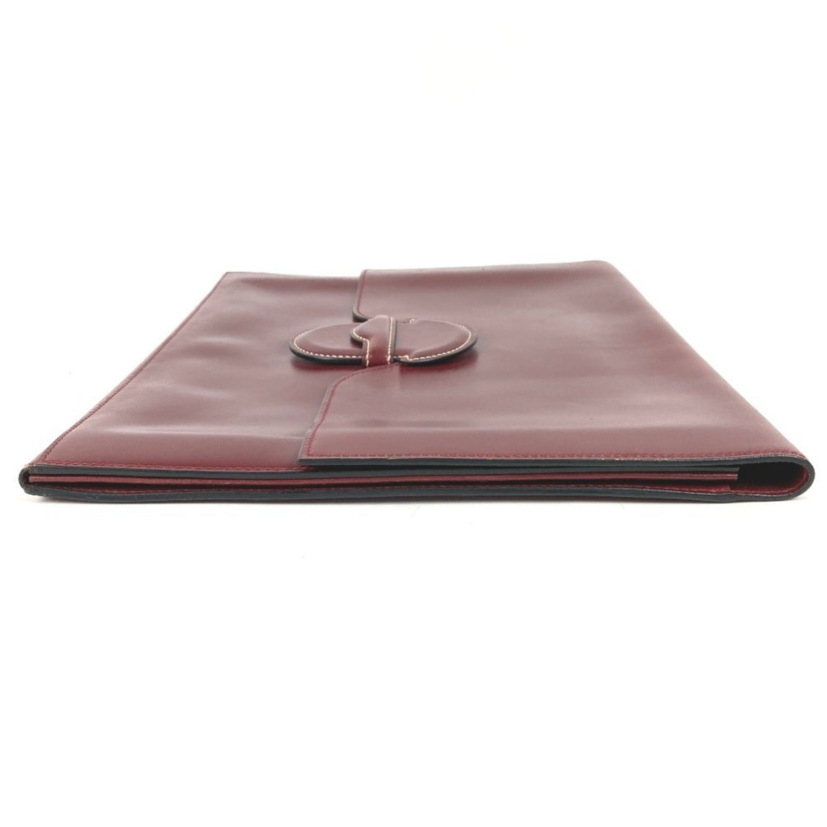 Hermes Wine Leather Clutch Bag Handbag (Pre-Owned)