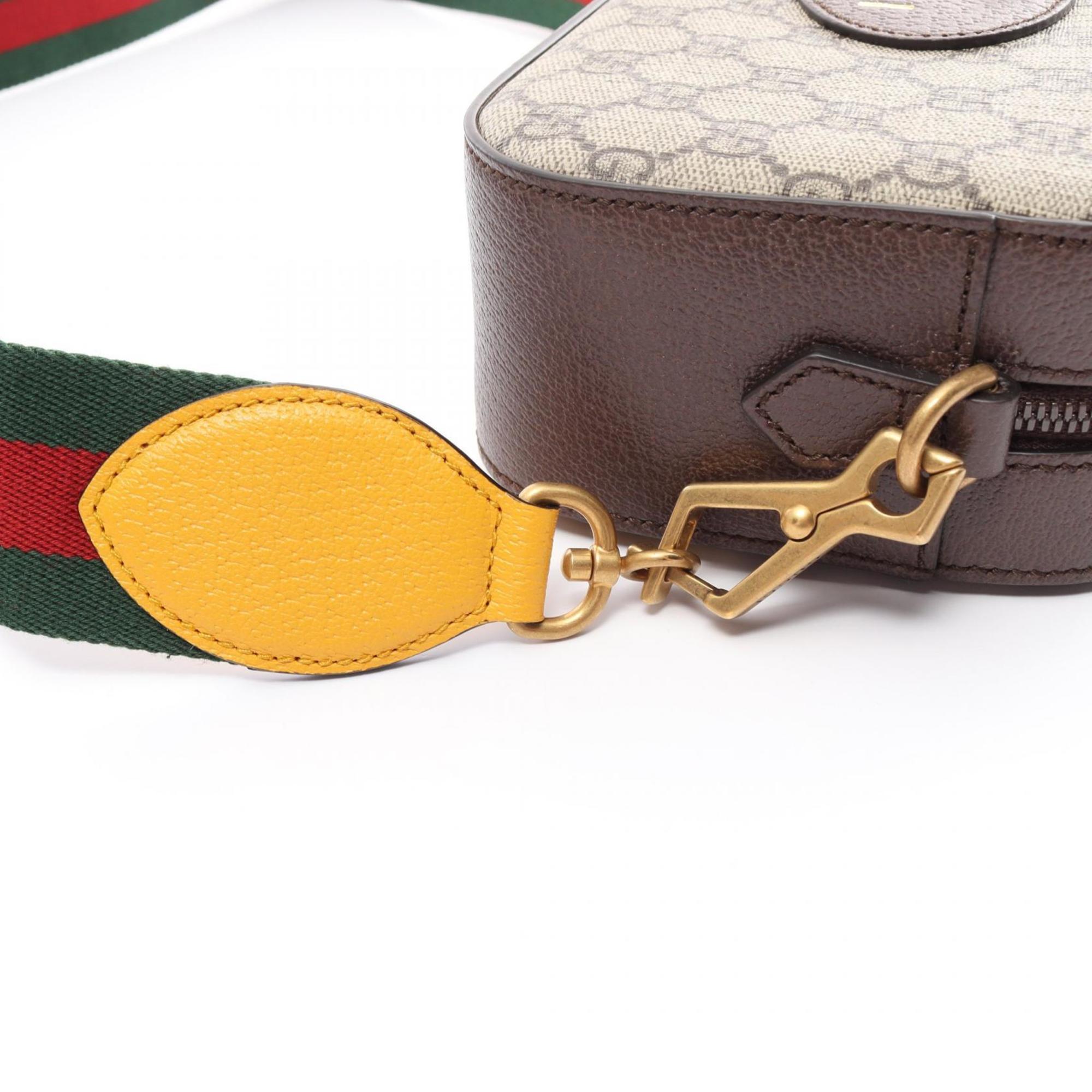 Gucci Beige Brown Multi-Color Coated Canvas Leather Shoulder Bag