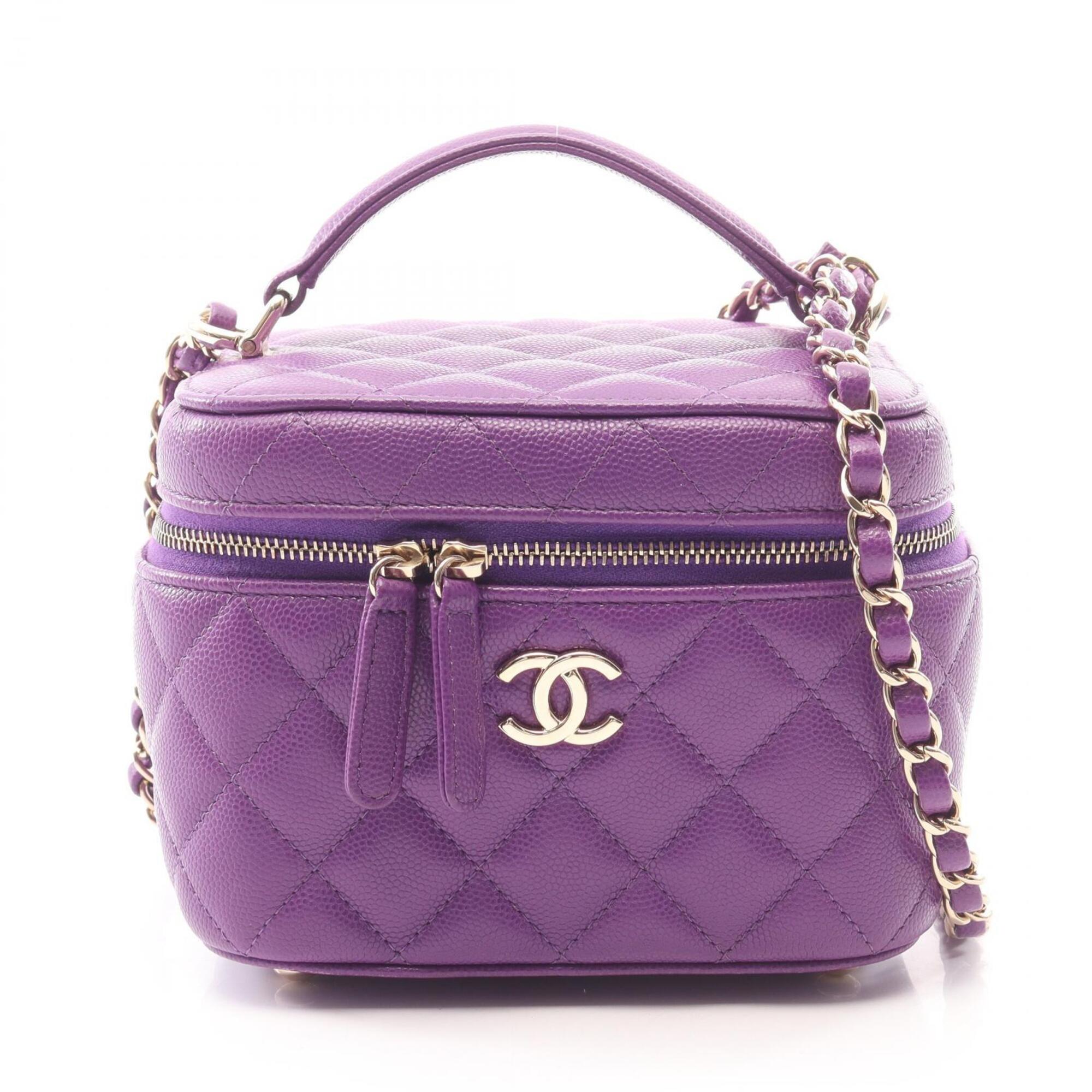Chanel Purple Grained Calfskin Handbag Shoulder Bag Vanity Bag (Pre-Owned)