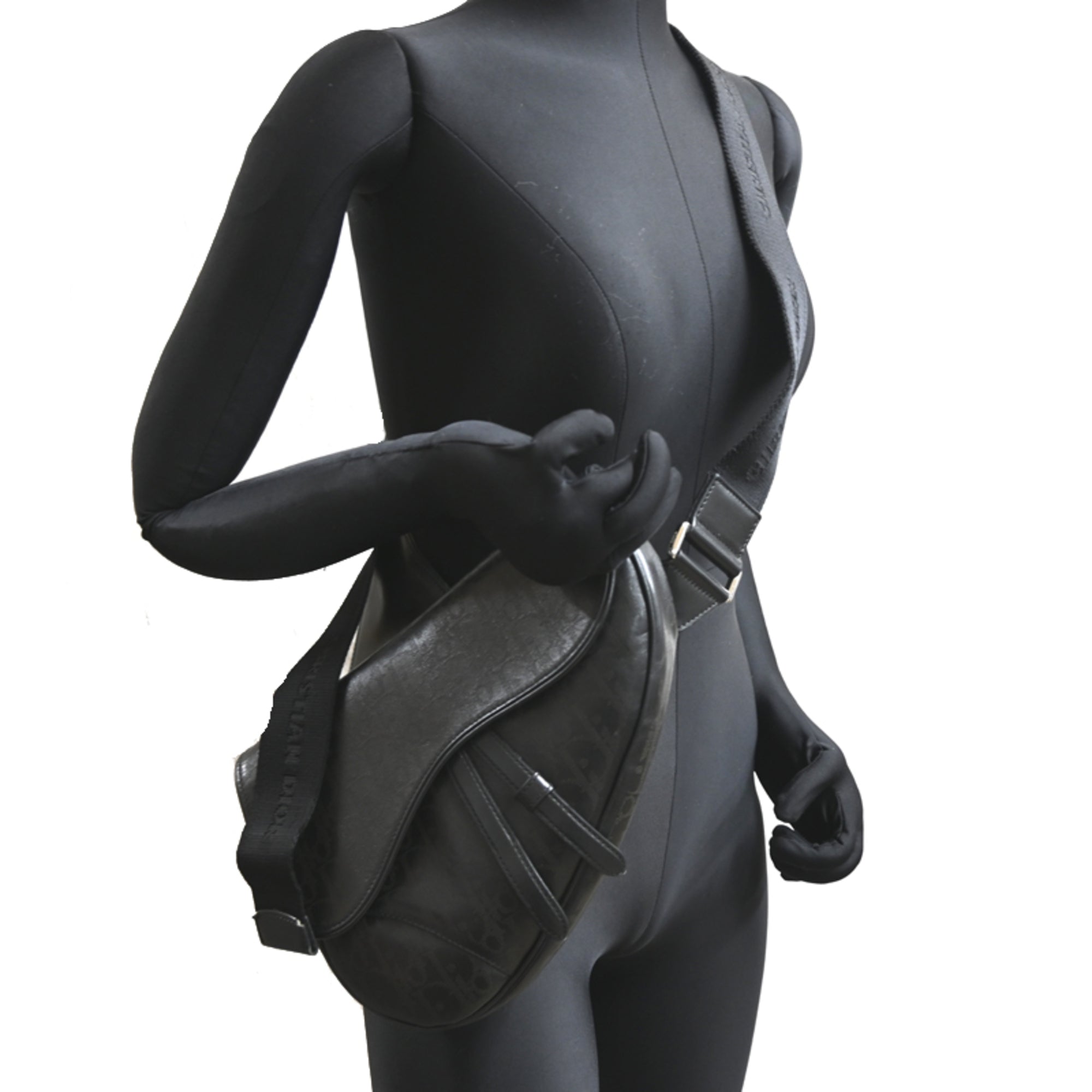 Christian Dior Black Leather Saddle Bag Shoulder Bag (Pre-Owned)