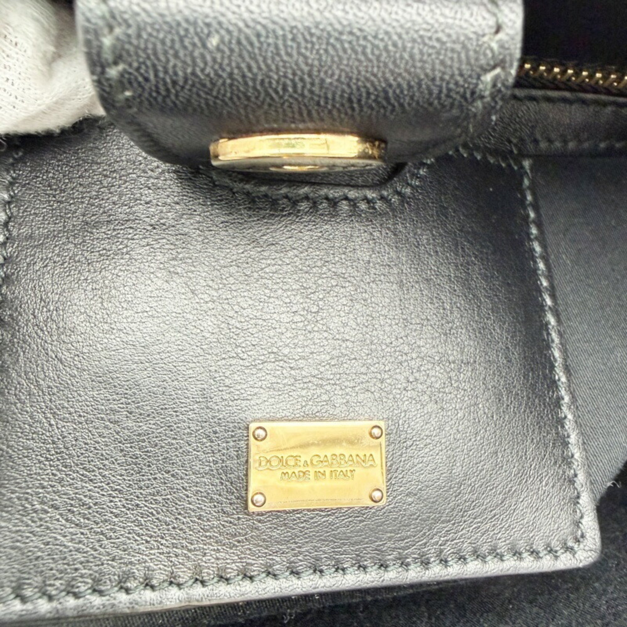 Dolce & Gabbana Sicily Leather Handbag Shoulder Bag (Pre-Owned)