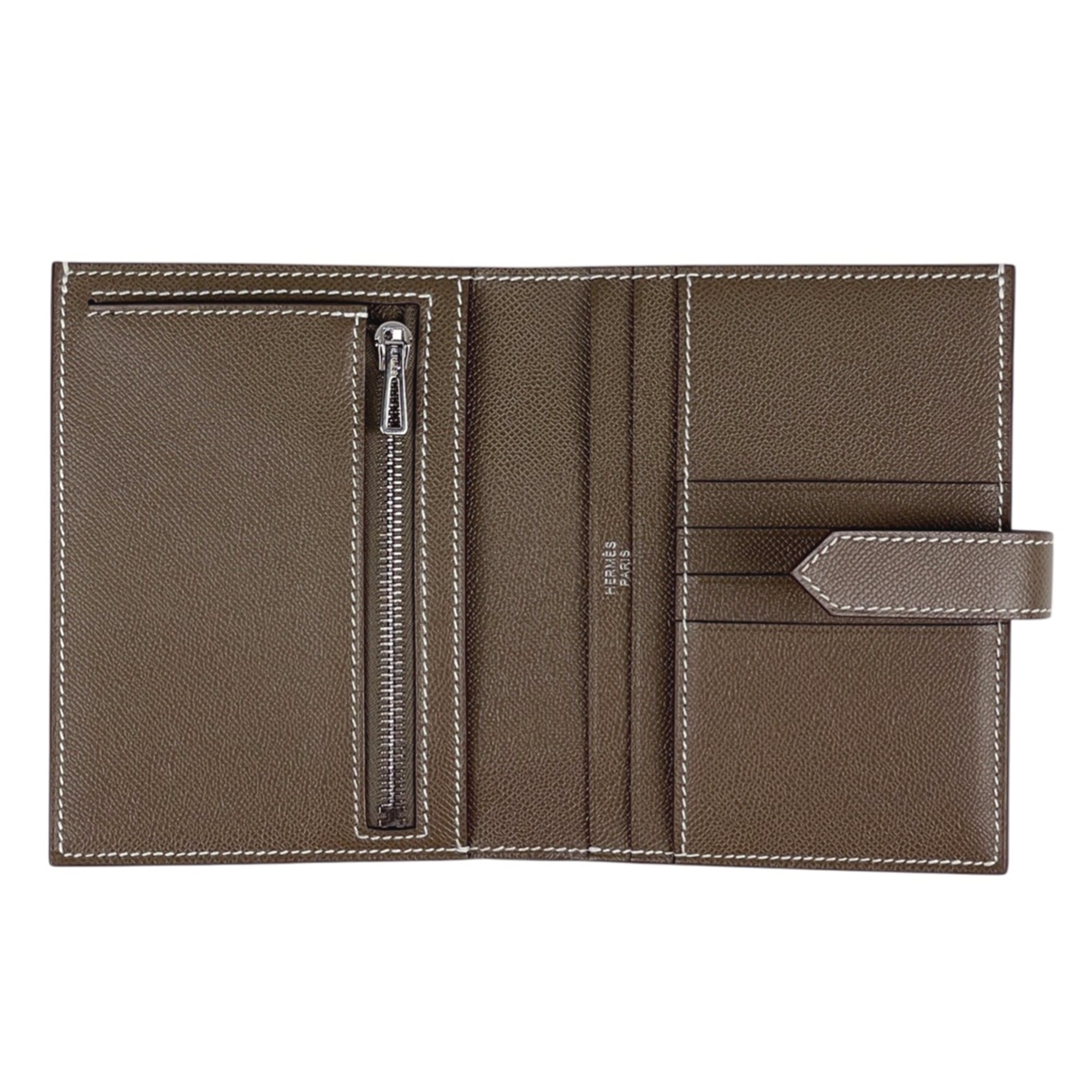 Hermes Bearn Etoupe Gray Leather Wallet (Bi-Fold) (Pre-Owned)