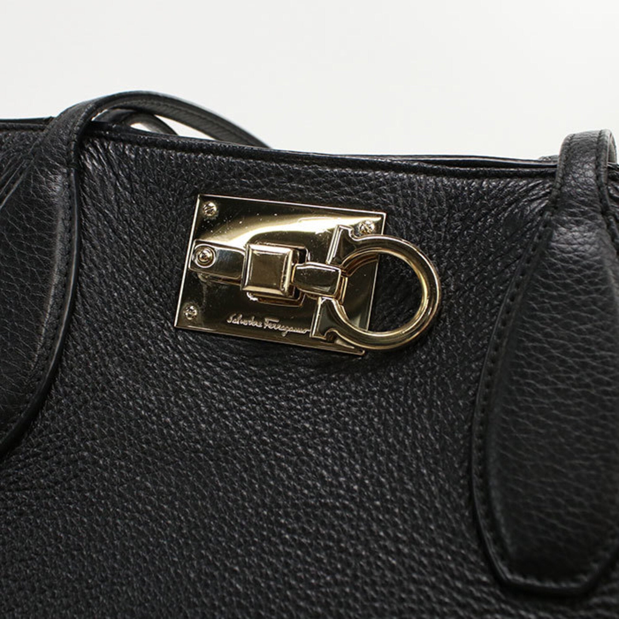 Salvatore Ferragamo Black Leather Pouch Tote Bag (Pre-Owned)